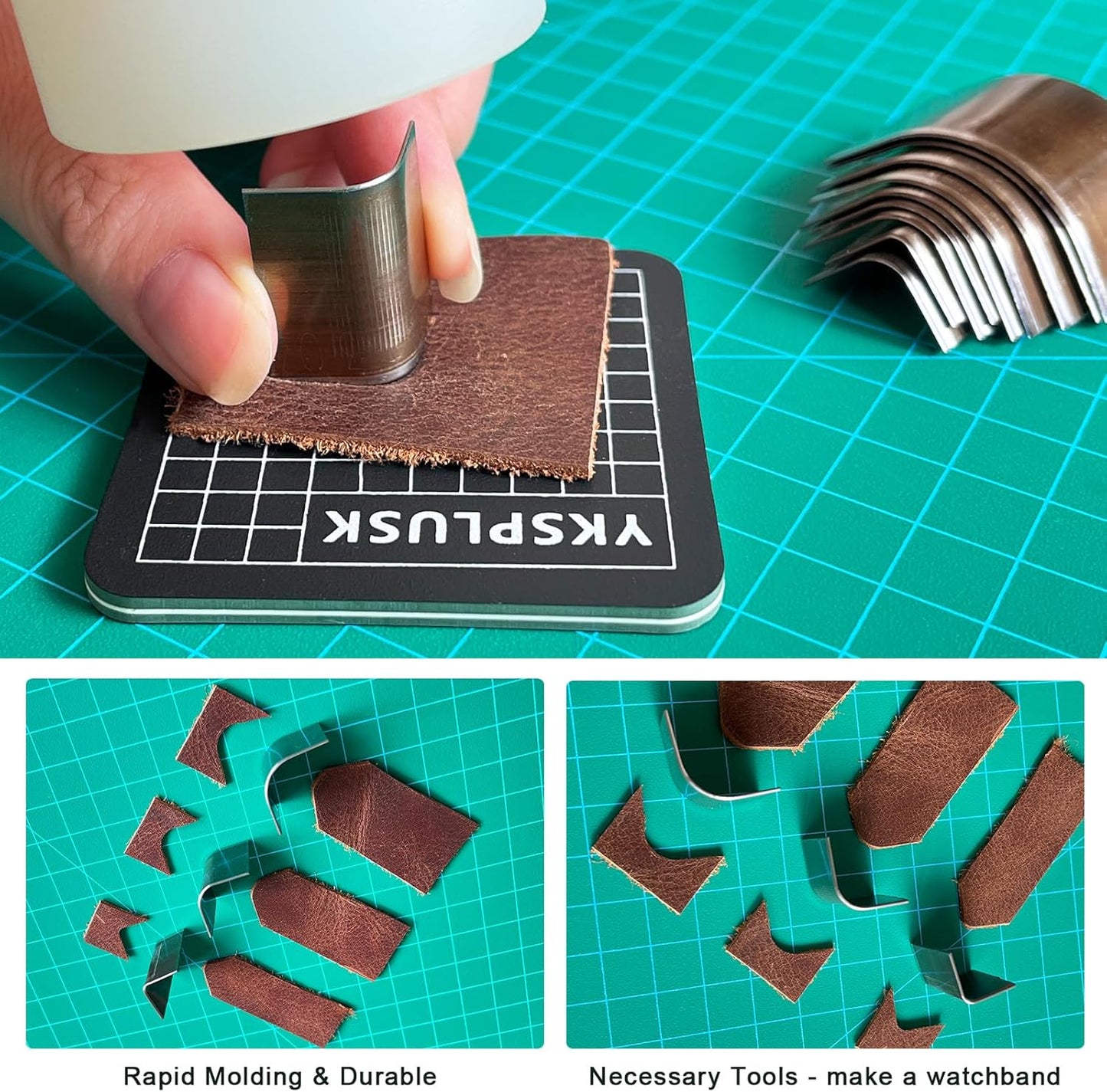 10 Pieces Leather Corner Punch Set, Leather Corner Cutter End Punch Tool, High Carbon Steel Edge Cutter Corner Trimmers with Mat, Cutting Dies Edge Trimmers Kit for DIY Leathecrafts