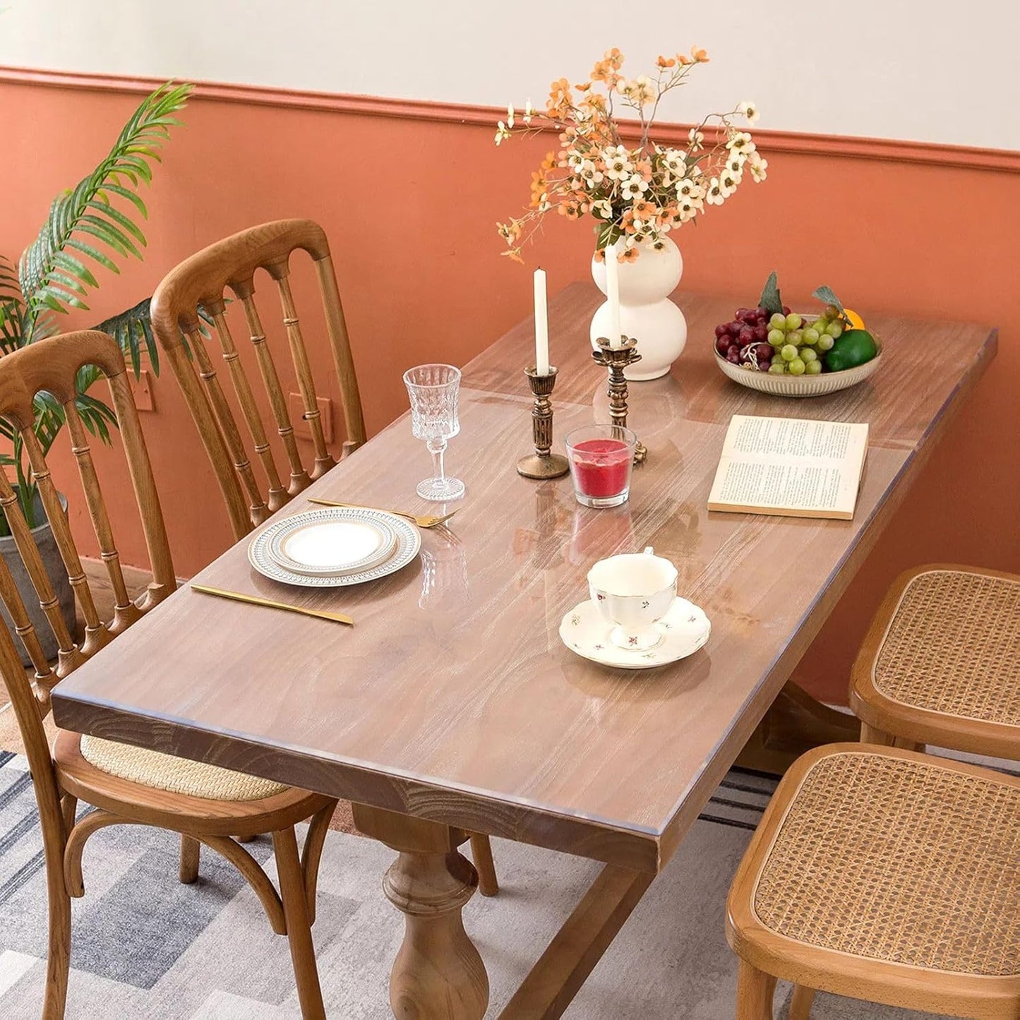 Clear Table Cover Protector 30 x 50 Inch, 2mm Thick Table Protector for Dining Room Table, Clear Plastic Table Cover, Pad Mat for Kitchen, Writing Desk Pad for Desktop