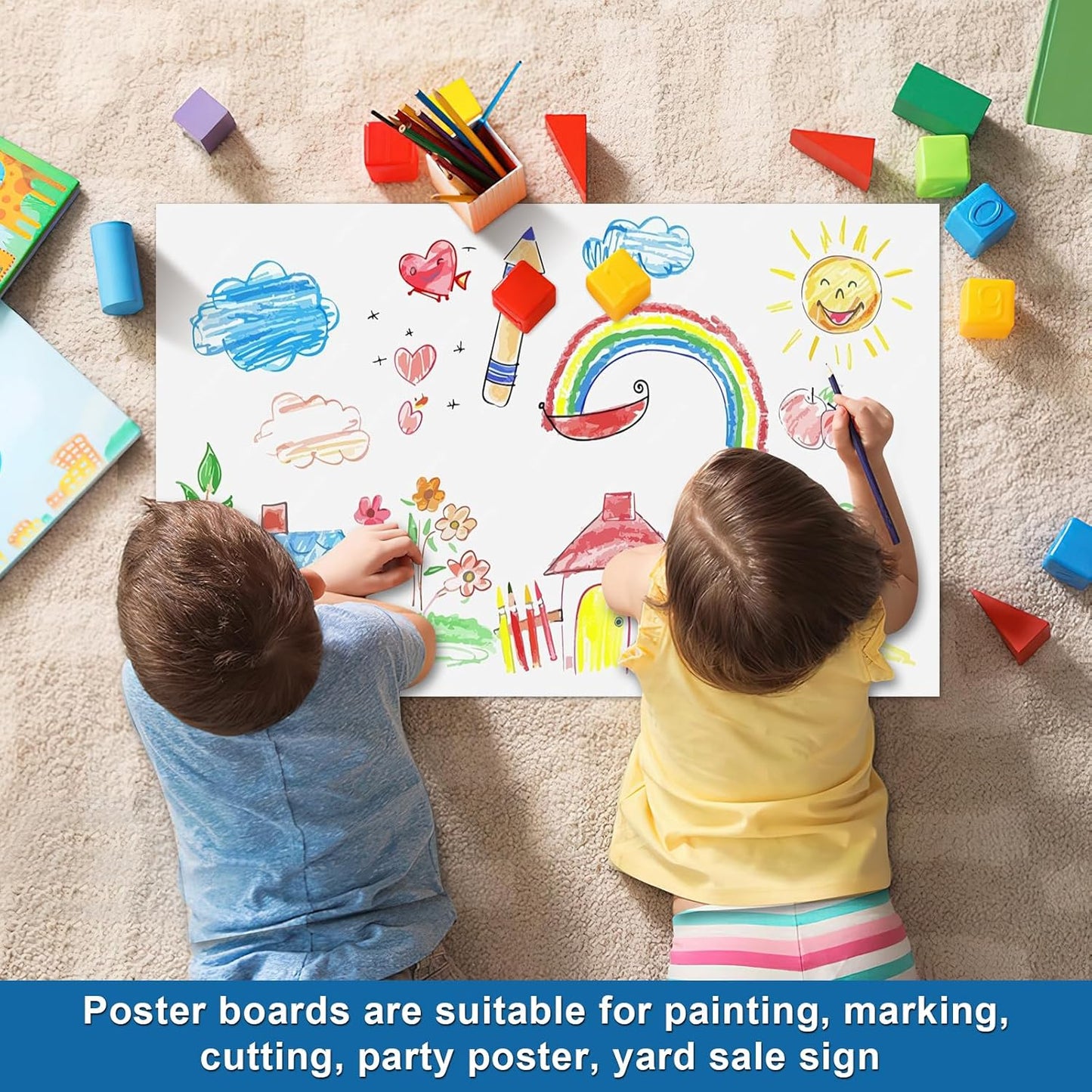 18 Pcs 14" x 22" Poster Board White Poster Board Paper Bulk 250 GSM Thickness Vision Boards Smart for Drawing School Arts Craft Projects Presentations Scrapbooking Blank Graphic Display