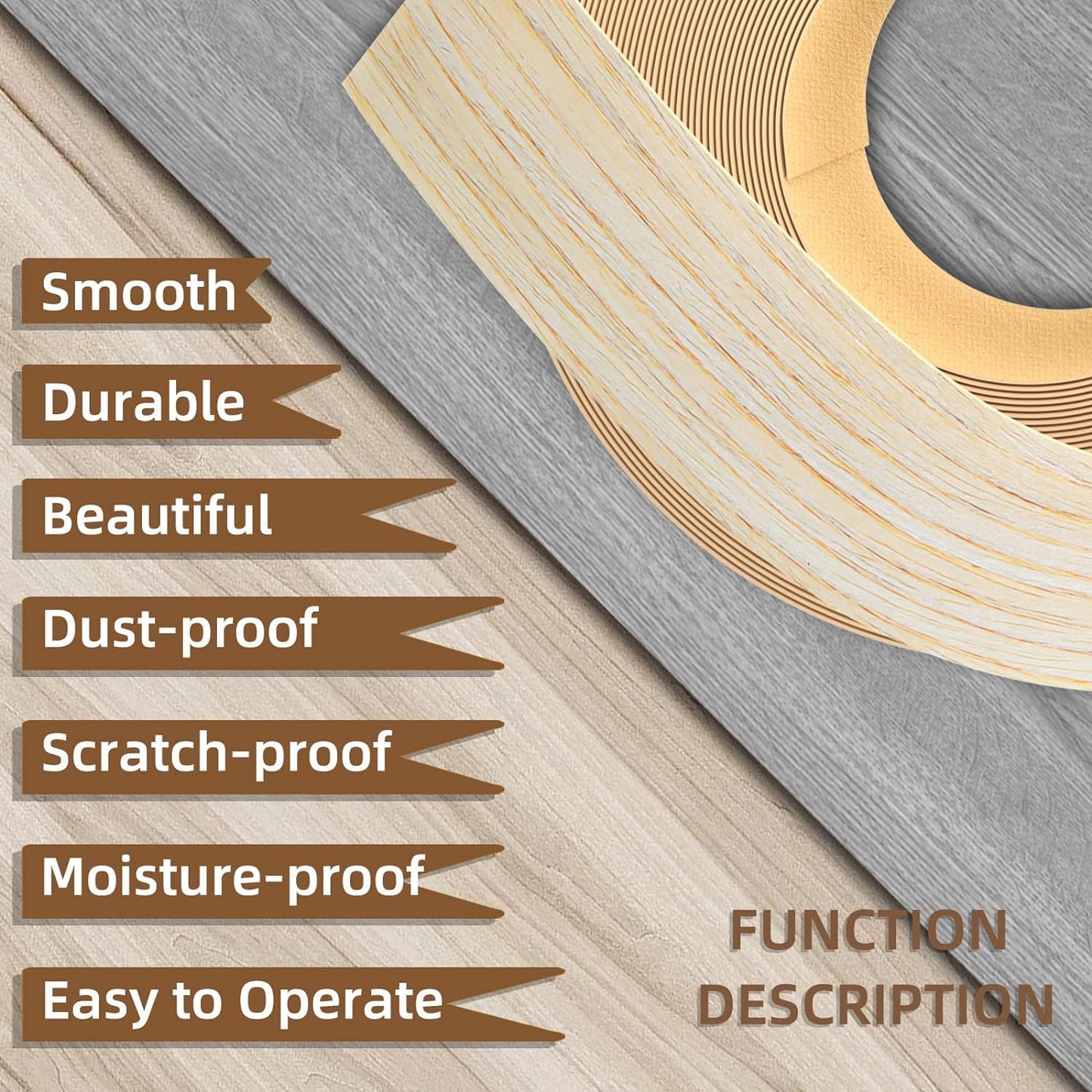 GSCIT Club Oak Edge Banding, 1 inch x 25ft roll of Veneer Edge Banding Preglued Flexible, Real Wood Tape Banding