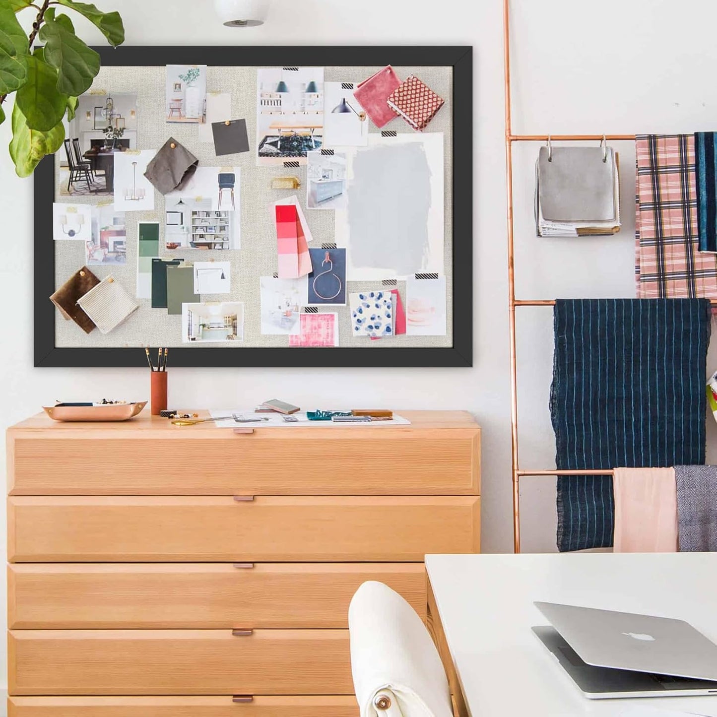 Cork Board Bulletin Board 18" x 24", 2-Pack Large Linen Corkboards with Frame for Walls, Cute Picture Display Pin Board Vision Board for Room School Office Bedroom 40 Pushpins Vintage Black