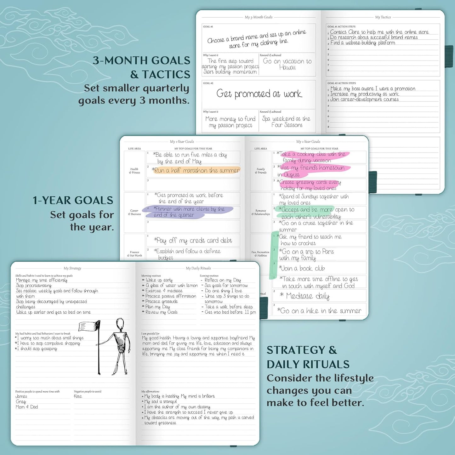 Legend Planner – Weekly & Monthly Life Planner to Hit Your Goals & Live Happier. Organizer Notebook & Productivity Journal. A5 (Dark Teal)