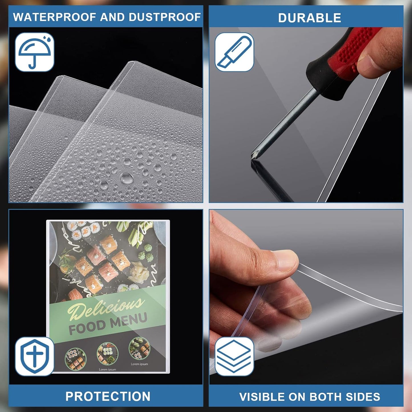 Henoyso 10 Pcs 11x14 Inch PVC Rigid Print Protectors, Heavy Duty Hard Plastic Poster Sleeves for Prints, Magazines, Photos & Paper, Ideal Rigid Menu Covers Paper Page Protectors