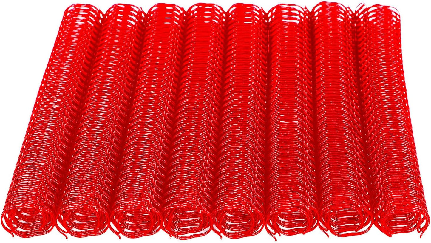 100 Pack Double Loop Wire Binding Spines, 3 to 1 Pitch,1/2 Inch Wire Cinch Book Binding Fit for School Office Notebook Maker, YolieraArt Metal Spiral for Bindings, (100 Sheet Capacity, Red)