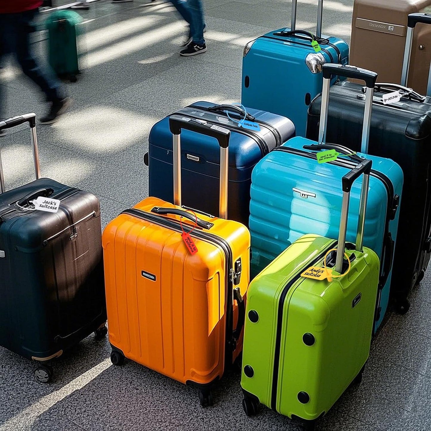 100 Blank Plastic Tags for Labeling Waterproof Hanging Labels Writable Tags Seal Plastic Marking Label for Clothes Bags Keys Inventory with One Marker Pen (Mixed 5 Color)