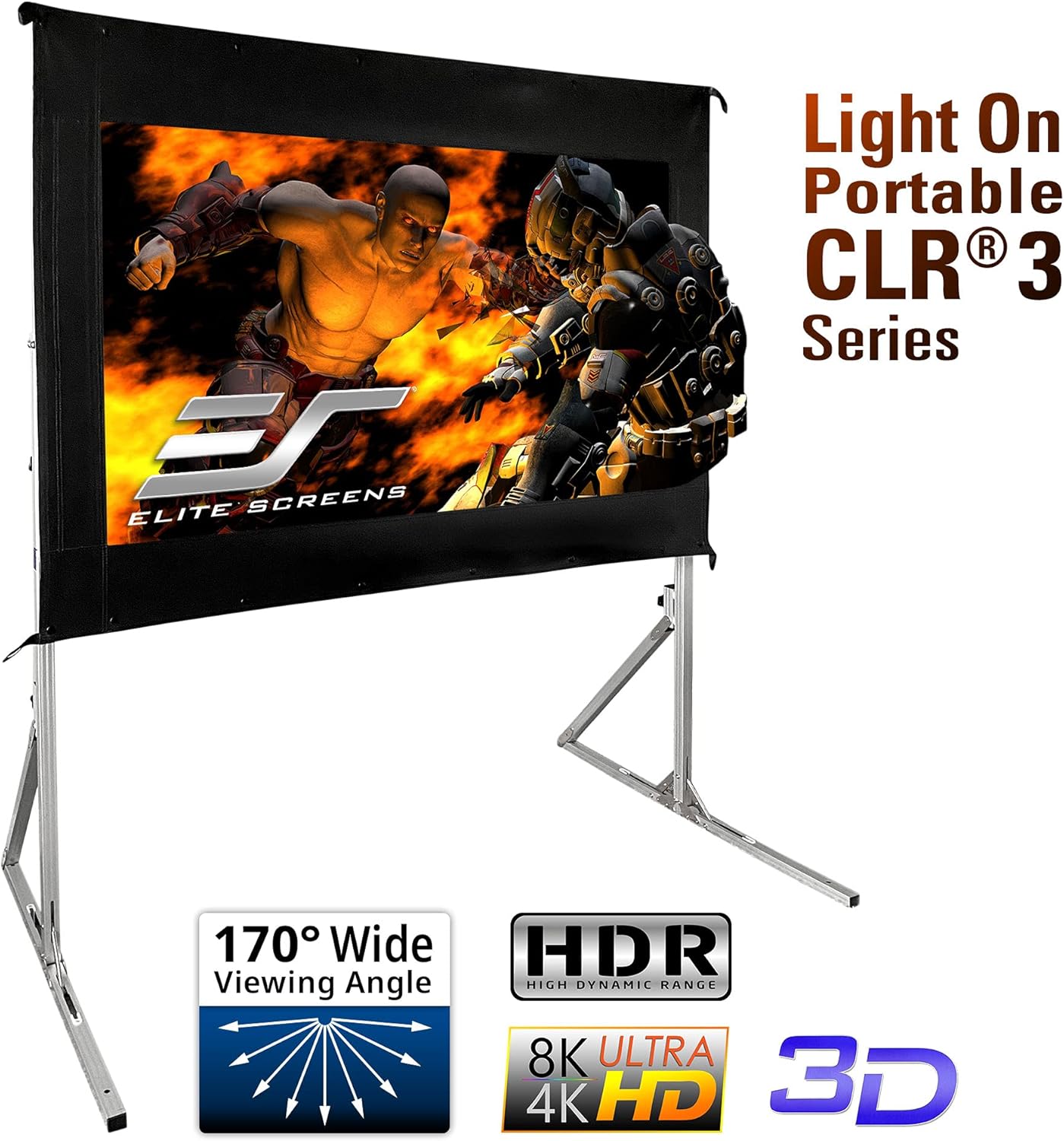Elite Screens 60-Inch UST Portable Projector Screen with Stand, Foldable and Height Adjustable, 16:9 4K ALR Screen for Ultra Short Throw Projectors, Indoor Home Theater Movie Screen- LPS60H-CLR3