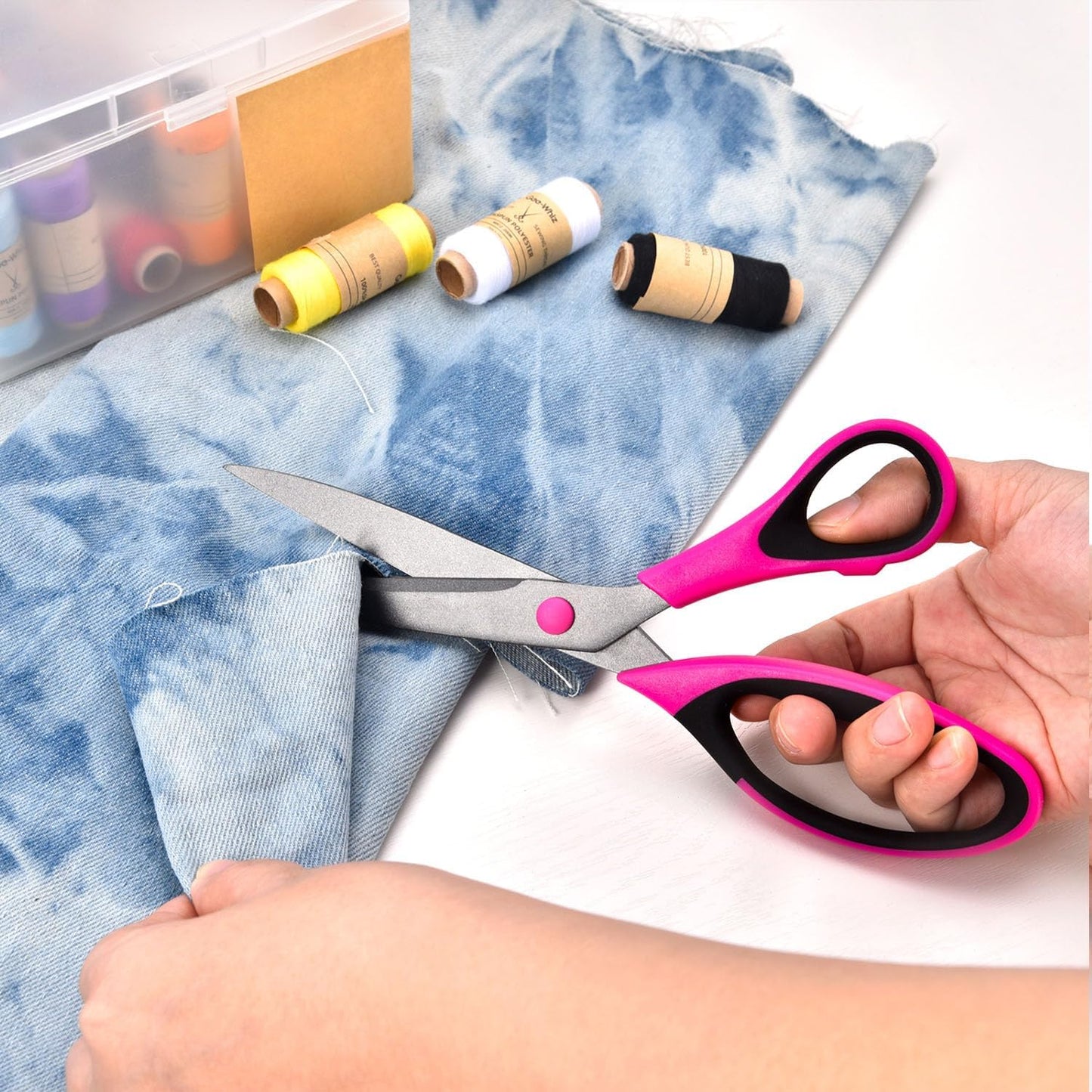 Craft Scissors Set, Sharp Scissors All Purpose Heavy Duty, Teflon Non-stick Titanium Coated, Ergonomic Grip, Ideal for Sewing Fabric DIY&Arts Scrapbook School Office Supplies, 9.3''/8.5''/5.6"