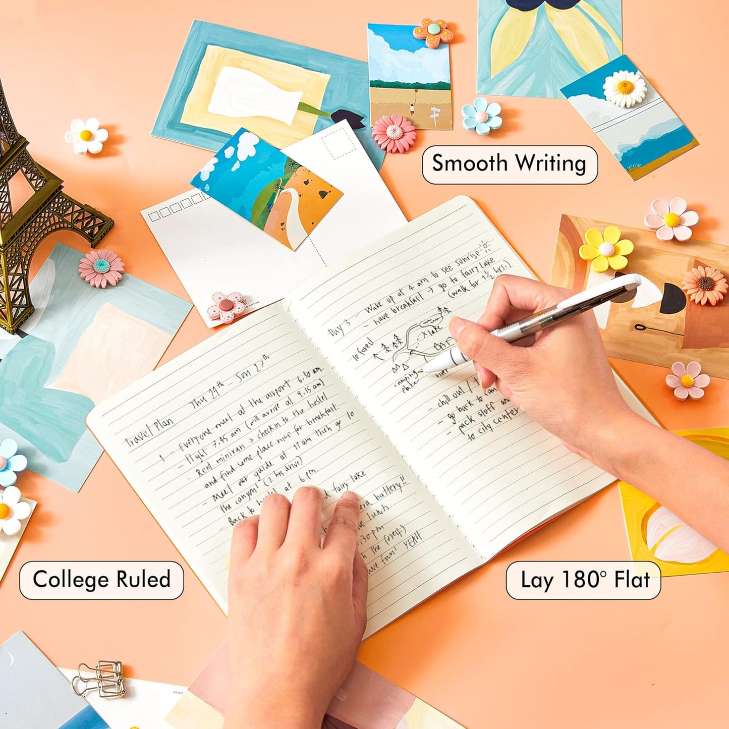 feela 8 Pack Soft Cover Journal Bulk, Notebooks College Ruled for Work, Lined Travel Journal for Women Men, Note Taking Notebook School Supplies Business Writing, 8.2” x 5.5”, A5, Orange