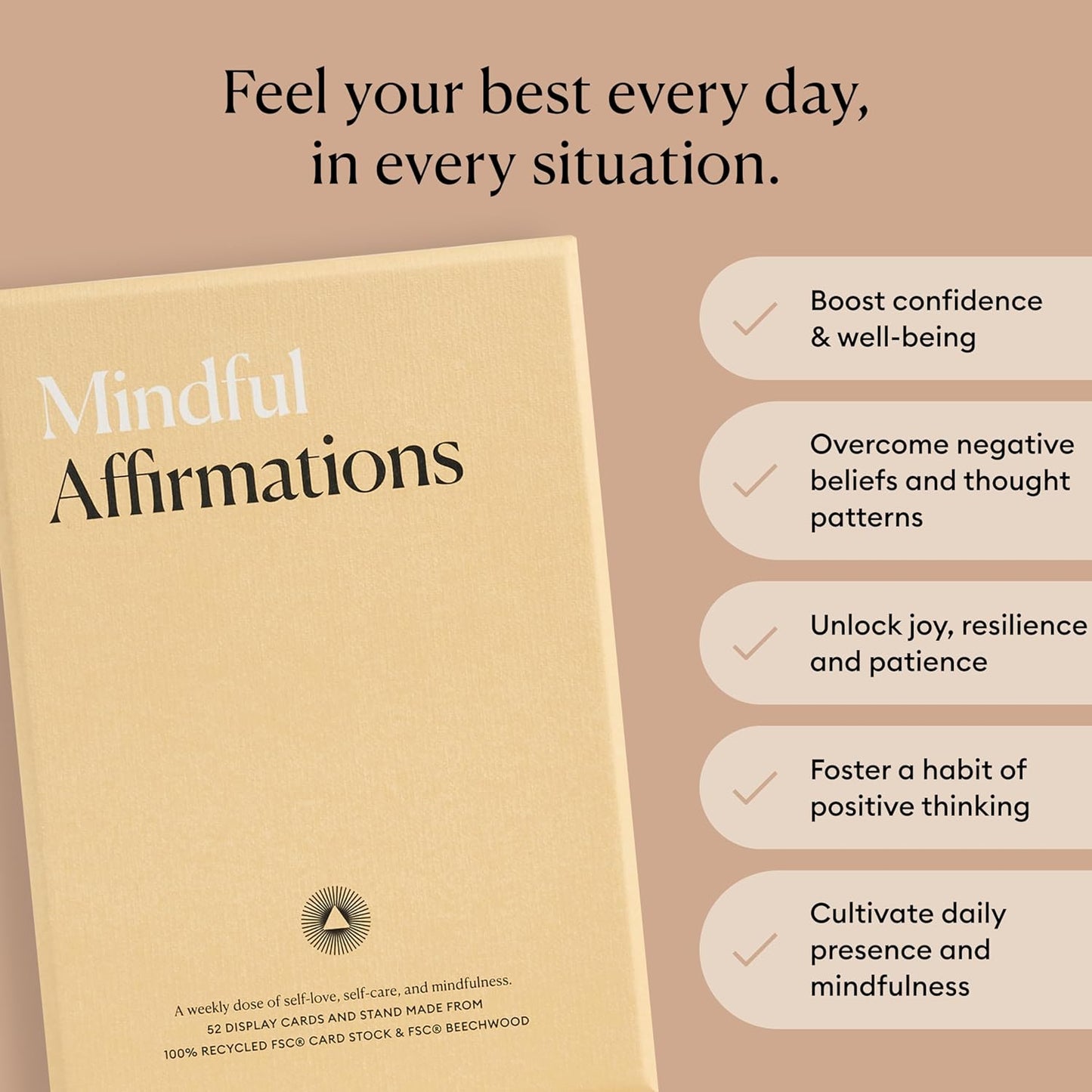 Intelligent Change Mindful Affirmations, 52 Positive Affirmation Cards for Women with Display Stand, Daily Affirmations for Inspiration, Mindfulness & Self Care, Unique Gifts for Women and Men