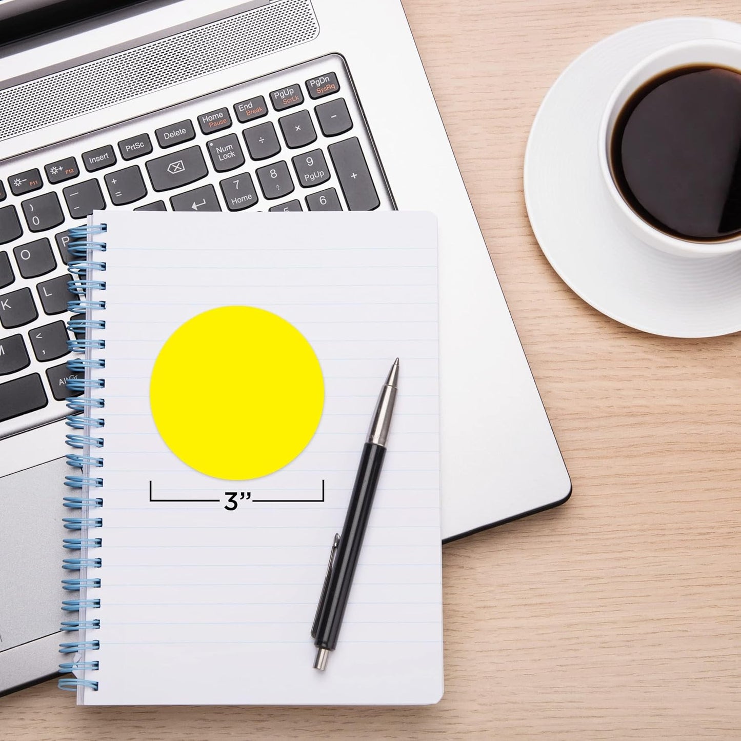 ChromaLabel 3 Inch Yellow Circle Sticker Labels, 500 Sticky Dots, Easy to Write On, Permanent Adhesive