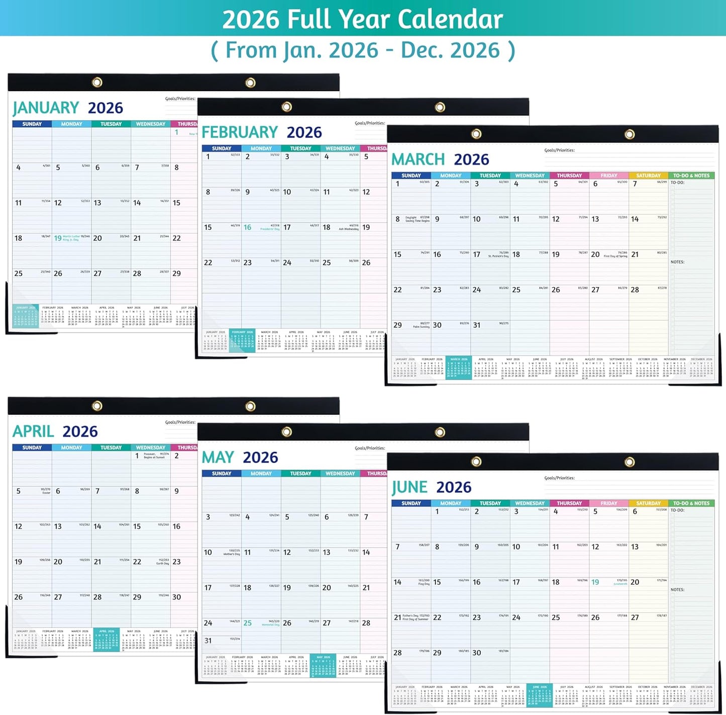 2026 Desk Calendar – Large Desk Calendar 2026, 22'' x 17'', Jan 2026 – Dec 2026, 2026 Desk/Wall Calendar with Desk Pad, To-do Lists, Ruled Blocks, Corner Protectors, Lay Flat ＆ Not Rolled