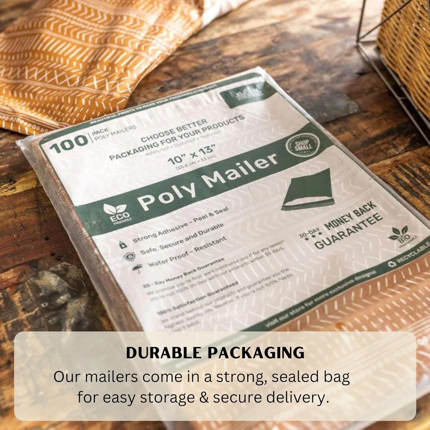Poly Mailers 10x13 Inch 500 Pack Medium Shipping Bags Strong Thick Mailing Envelopes | Self Sealing Adhesive | Waterproof & Tear Resistant | Small Business Packaging for Clothing - Boho Brown