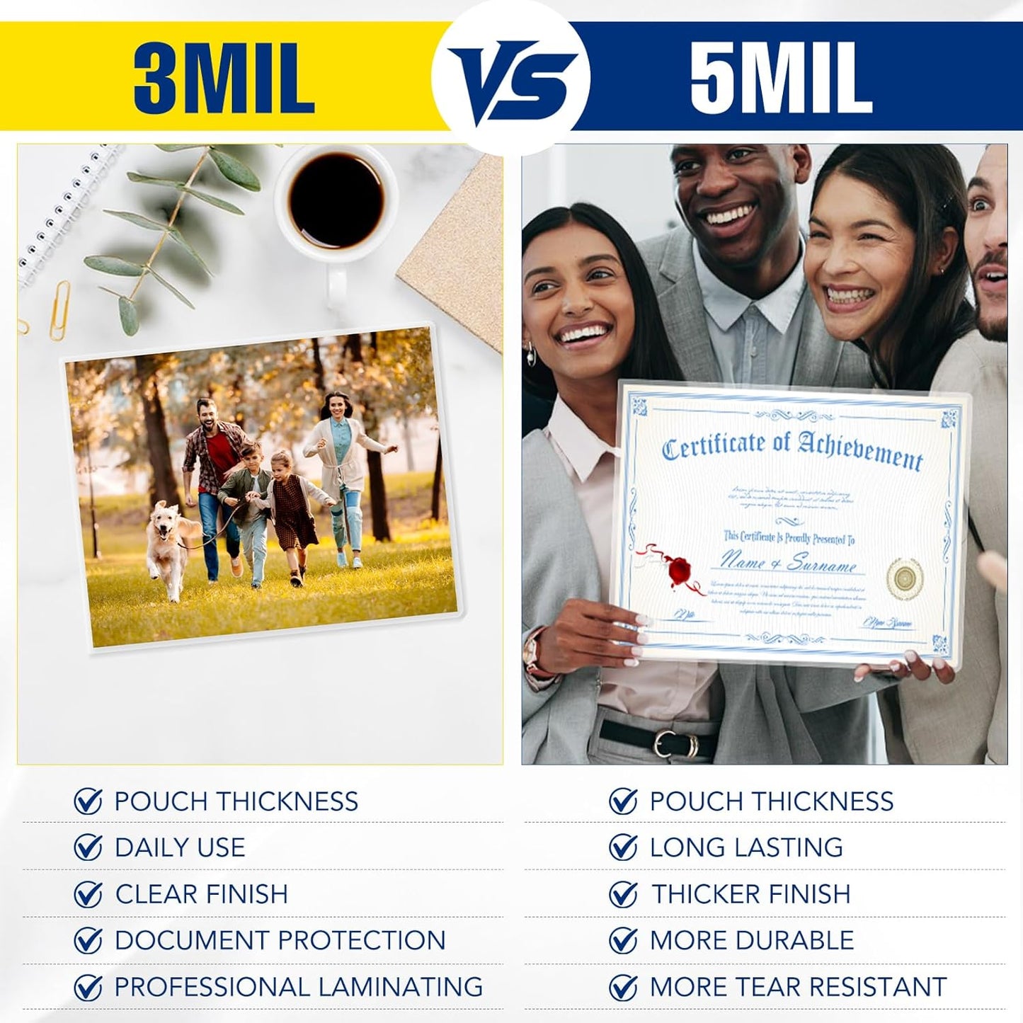 150 Pack 5 Mil Laminating Sheets, 9x11.5 Inches Thermal Laminating Pouches, for Laminator, Letter Size, Ultra Clear, Thick, Hold 8.5x11 Inches, Office School Supplies