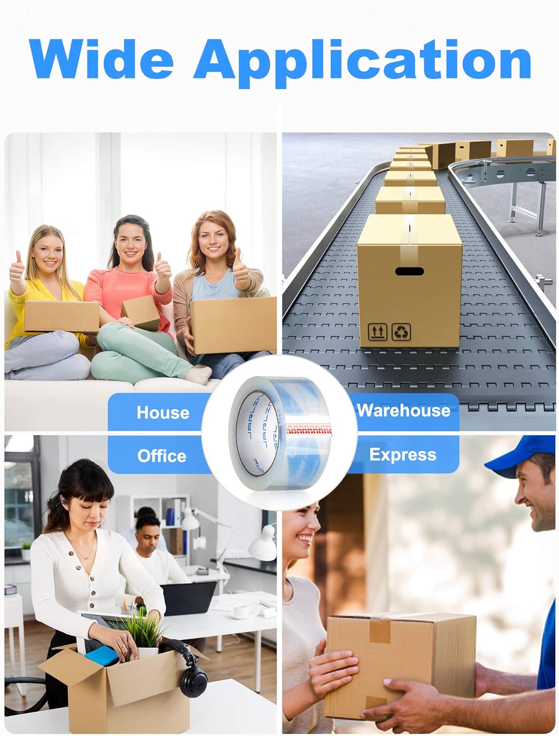 JARLINK Clearer Packing Tape 18 Rolls, Heavy Duty Packaging Tape for Shipping Packaging Moving Sealing, 2.8mil Thicker, 1.88 inches Wide, 60 Yards Per Roll, 1080 Total Yards