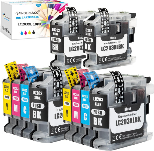 F FINDERS&CO LC203 Ink Cartridges for LC201 LC201XL LC203XL Ink to Work with MFC-J460DW MFC-J480DW MFC-J485DW MFC-J680DW MFC-J885DW Printer (4BK 2C 2M 2Y, 10 Pack)
