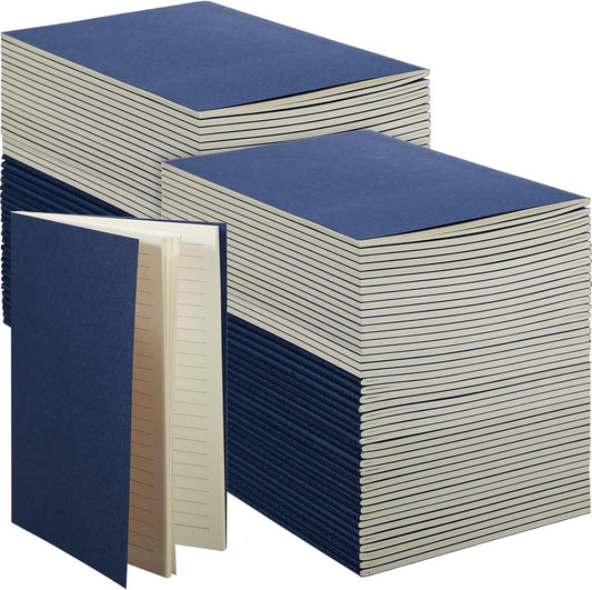 100 Pcs Kraft Notebook Journals 5.5 Inch x 8.3 Inch A5 Softcover Notebooks Bulk for Writing Sketch Office Notepad with 60 Pages 30 Sheets (Multicolor,Lined)(Navy Blue,Lined)