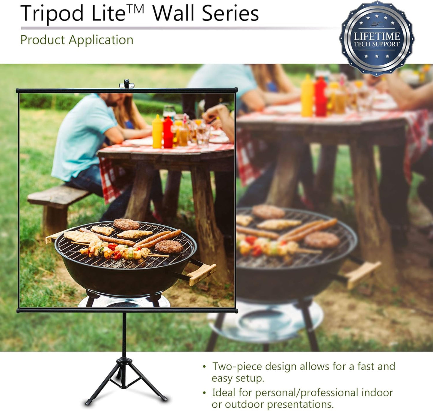 Elite Screens Tripod Lite Wall Series | 2 in 1 Portable Projector Screen Dual Tripod Stand/Wall Mount Indoor/Outdoor 65-INCH, 1:1 w/Carrying Bag | US Based Company 2-Year Warranty - T65SW, Black