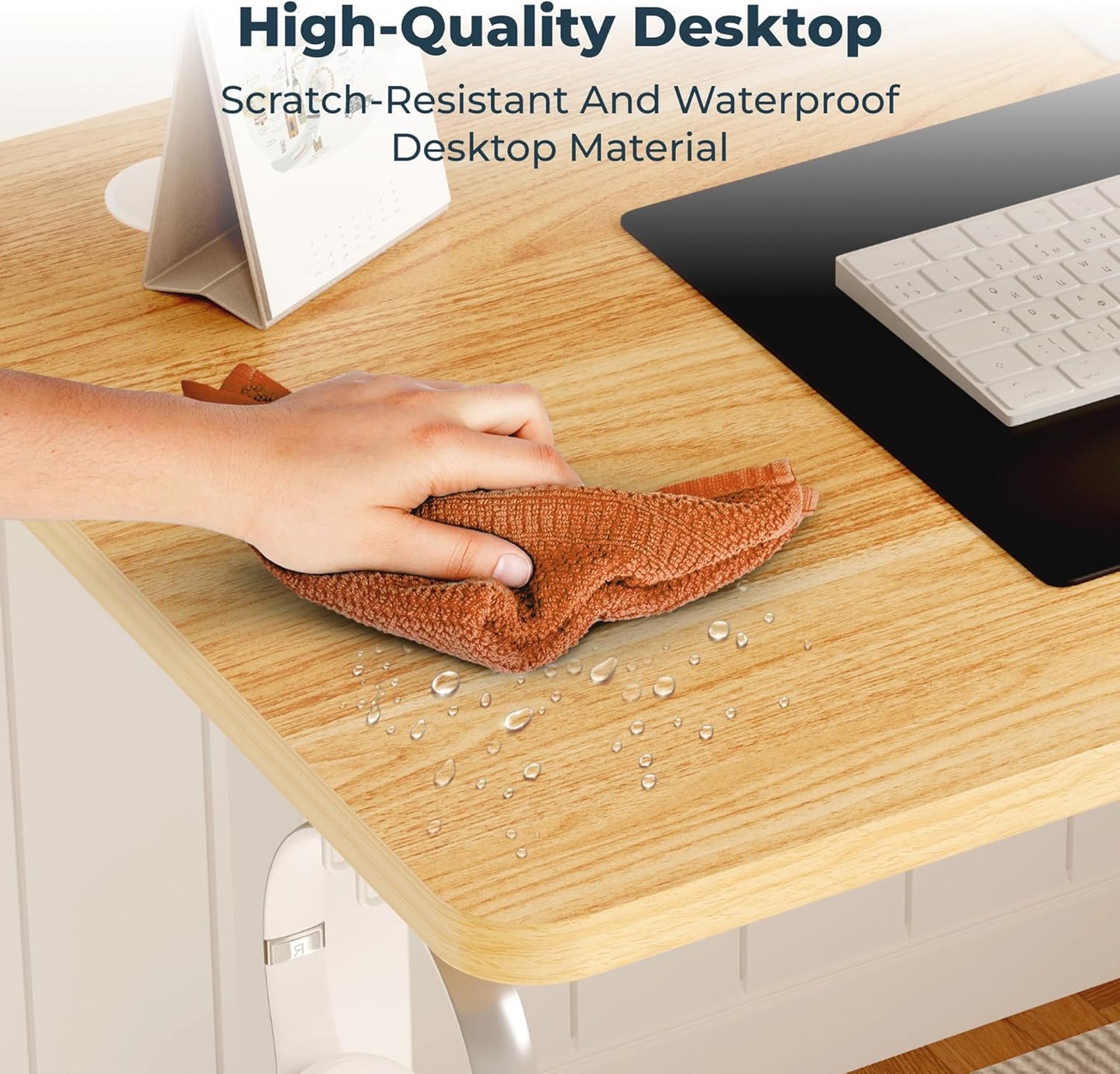 Adjustable Standing Desk, 63x24 Inches Home Office Desk with Memory Preset Computer Workstation Maple Top + White Frame