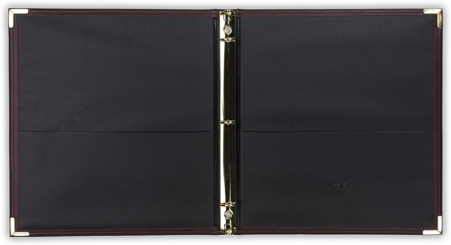 Samsill Classic Collection Leather 3 Ring Binder, Executive Presentation Portfolio, 0.5 Inch (Holds 100 Sheets), Brass Round Ring, Burgundy