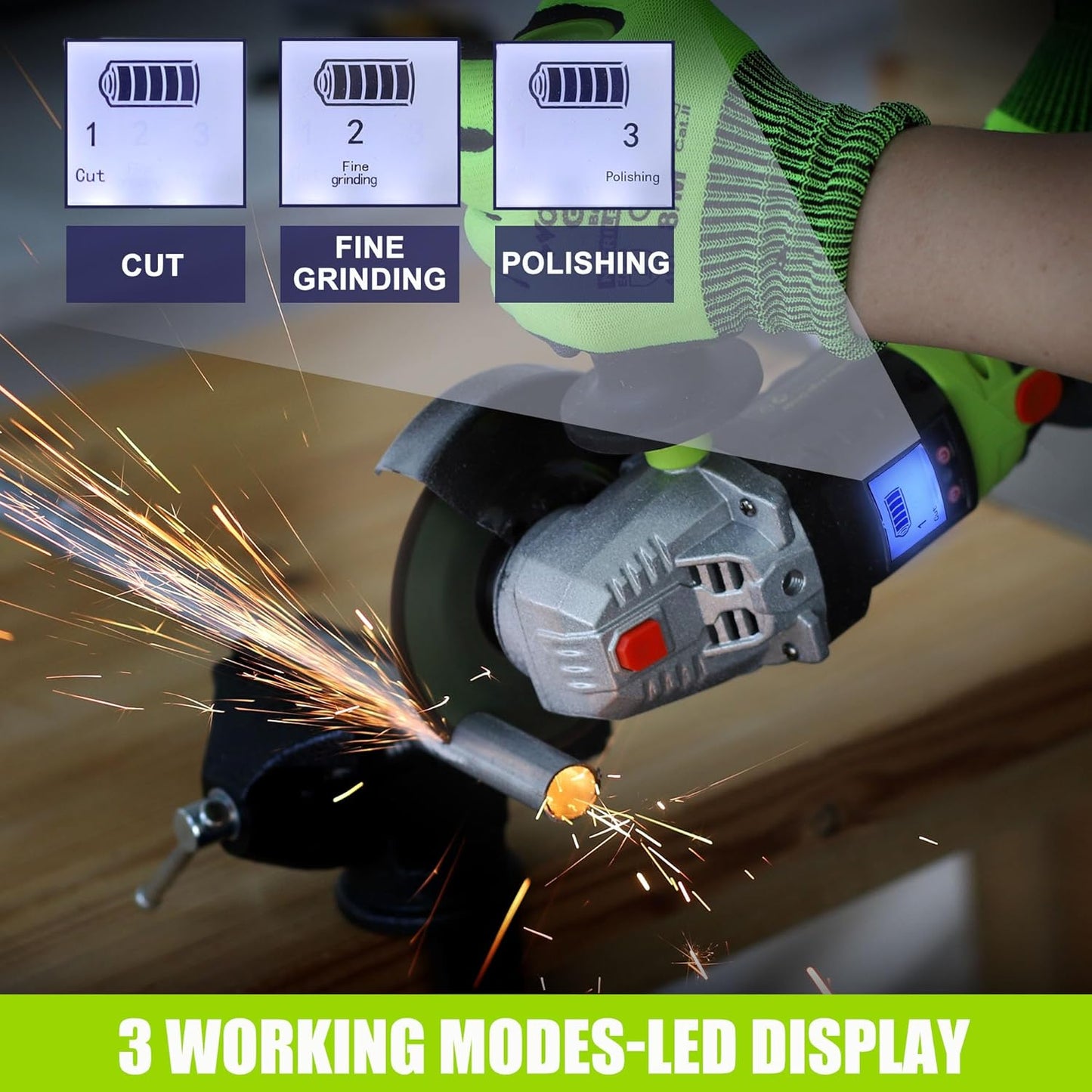 FASTPRO 20V Cordless Angle Grinder, 4-1/2 inch Cut-off Tool with Brushless Motor and 4.0 Ah Battery, Including 10PCS Flap Disc & 5PCS Cutting Wheels