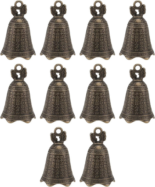 DOITOOL 10Pcs Vintage Bell Iron Bell Charm Craft Retro Bell Figurine Mini Jingle Bell Feng Shui Bell for DIY Wind Chimes Doorbell Keychain Pendants
