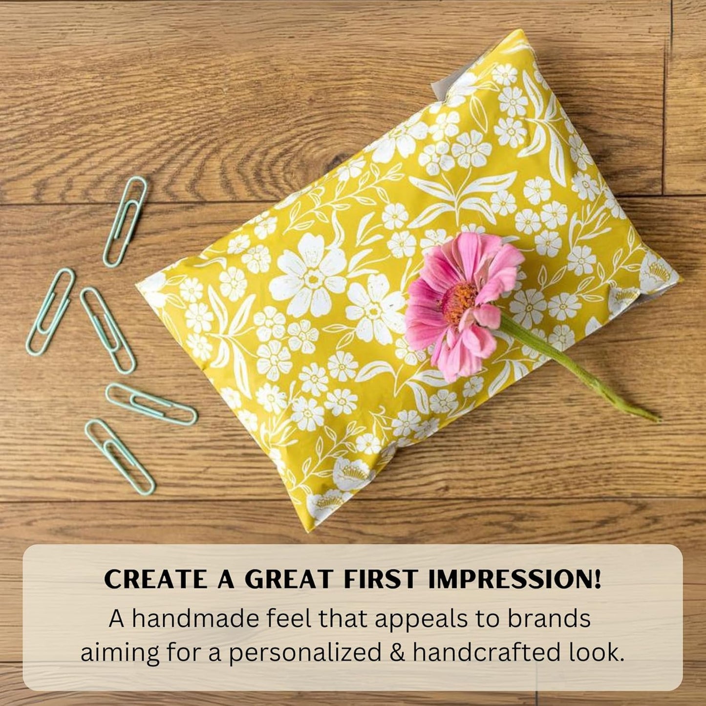 Poly Mailers 6x9 Inch 100 Pack Small Shipping Bags Strong Thick Mailing Envelopes | Self Sealing Adhesive | Waterproof & Tear Resistant | Small Business Packaging for Clothing - Floral Mustard Yellow