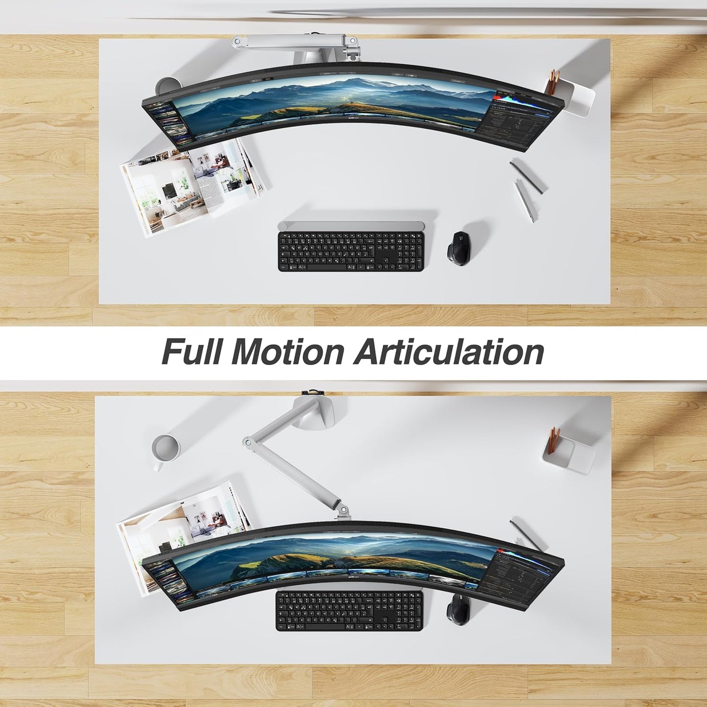 AVLT Single 17"-45" Monitor Arm Desk Mount Premium Mechanical Spring fits One Flat/Curved/Ultrawide Monitor Full Motion Height Swivel Tilt Rotation Adjustable, Gray