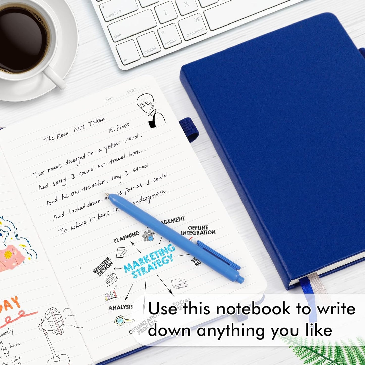 12 Pack Notebooks Journals Bulk with 12 Black Pens, Feela A5 Hardcover Notebook Classic Ruled Journal Set with Pen Holder for School Business Work Travel Writing, 120 GSM, 5.1”x8.3”, Navy