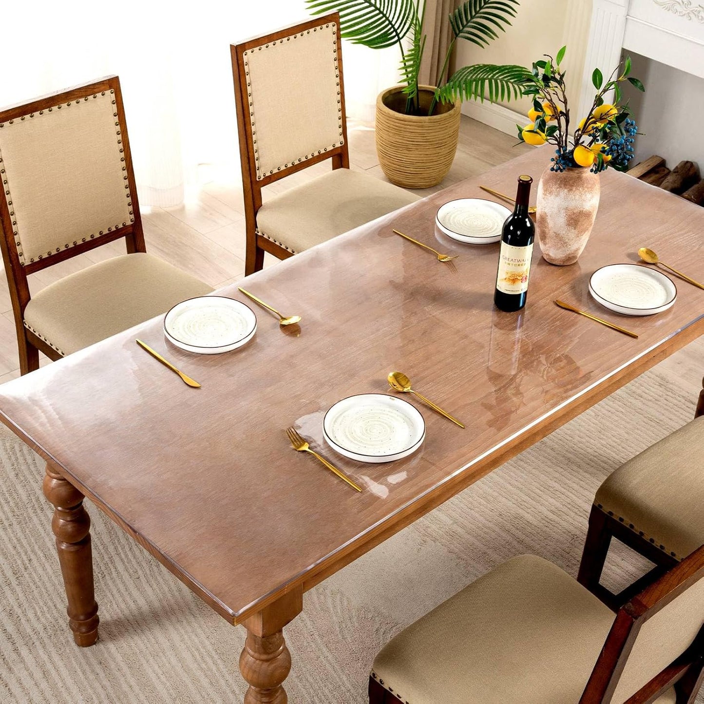 16 x 60 Inch Clear Table Cover Protector, 2mm Thick Clear Desk Mat, Plastic Table Cover, Vinyl Table Protector, Desk Mats on Top of Desks