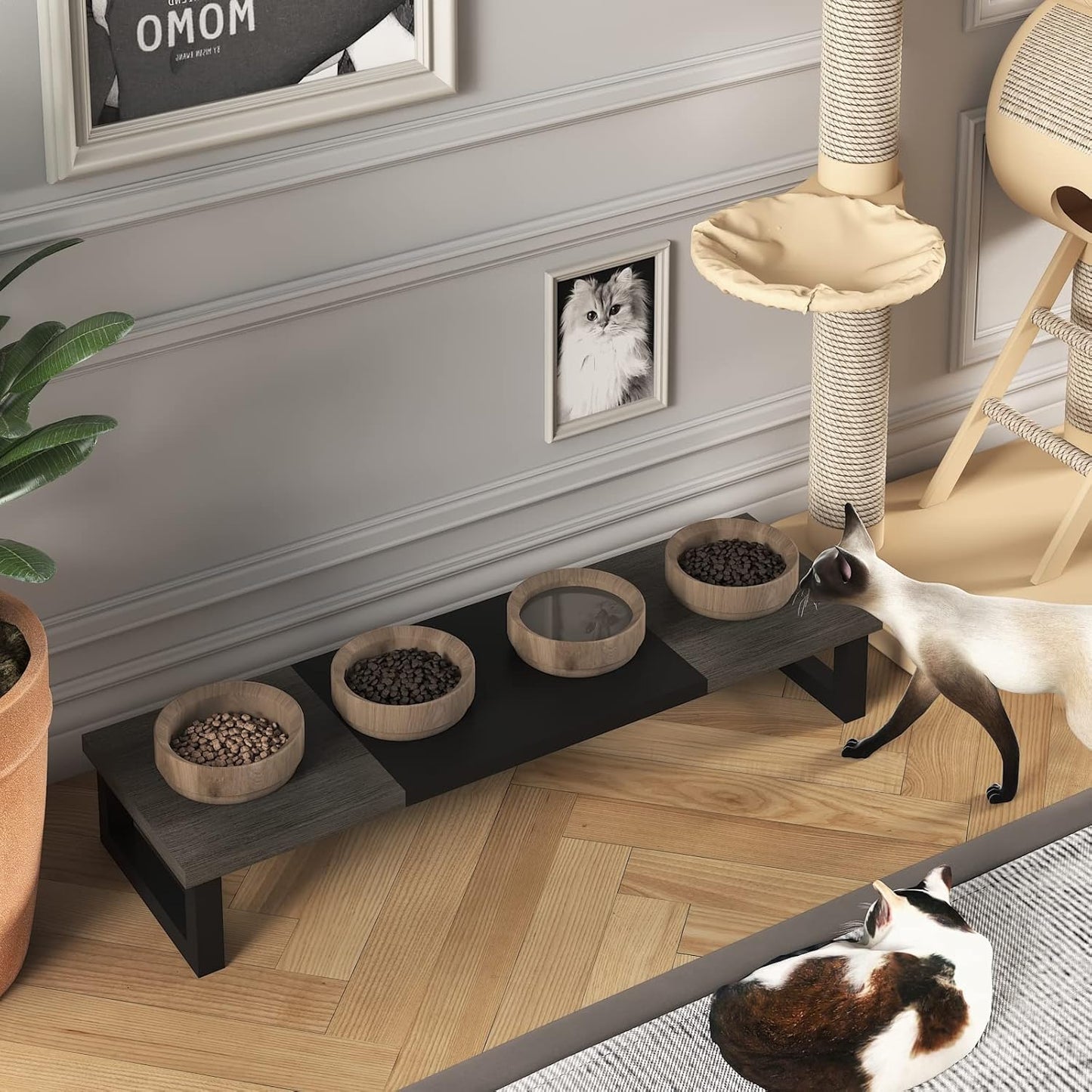 WESTREE Dual Monitor Stand Riser, Wood and Steel Monitor Stand Riser, Computer Monitor Stand for 2 Monitors, Multi-Purpose Desktop Storage Stand for Computer,Laptop,Printer,TV