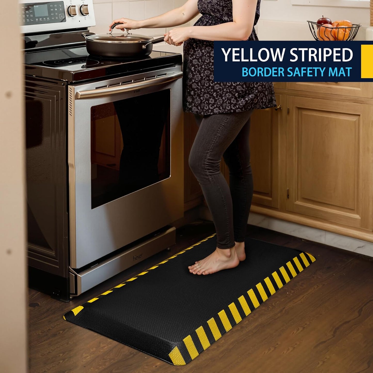 FEATOL Kitchen Mats for Floor 2 Packs, 9/10 Extra Thick Cushioned Anti Fatigue Floor Mat, Memory Foam Padded for Standing at Home, Kitchen, Garage, 20" x 48"-Support for Leg & Back Pain