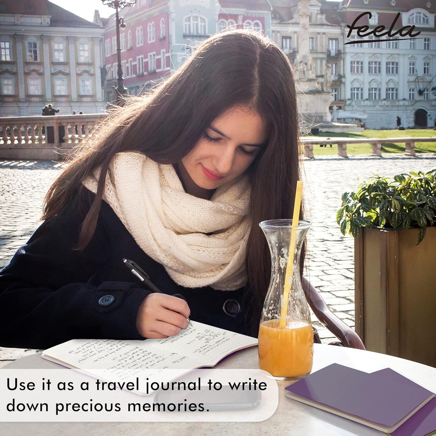 feela 8 Pack Soft Cover Journal Bulk, Notebooks College Ruled for Work, Lined Travel Journal for Women Men, Note Taking Notebook School Supplies Business Writing, 8.2” x 5.5”, A5, Dark Purple