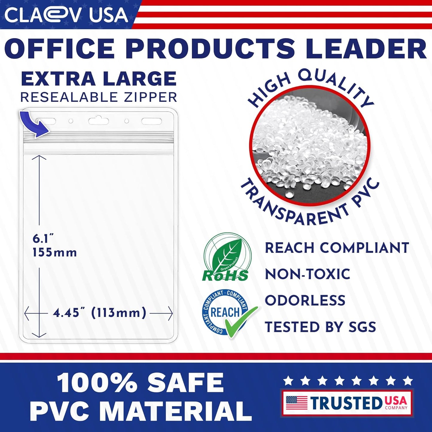 Claev Vertical 4x6 Passport & Card Holders (4x6 Extra Large (XXL), 10 Pack), Clear Waterproof ID Plastic Name Card Badge Holders for Travel, Conferences, Conventions