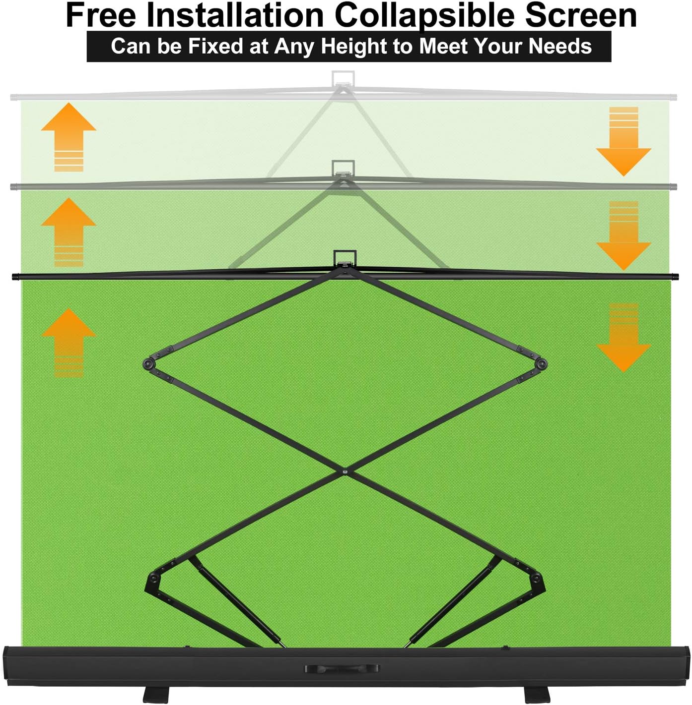 EMART 77x92in Collapsible Chromakey Panel Green Screen for Photo Backdrop Video Studio,Portable Pull Up,Solid Aluminium Base Wrinkle-Resistant Fabric,Auto-Locking Air Cushion Frame