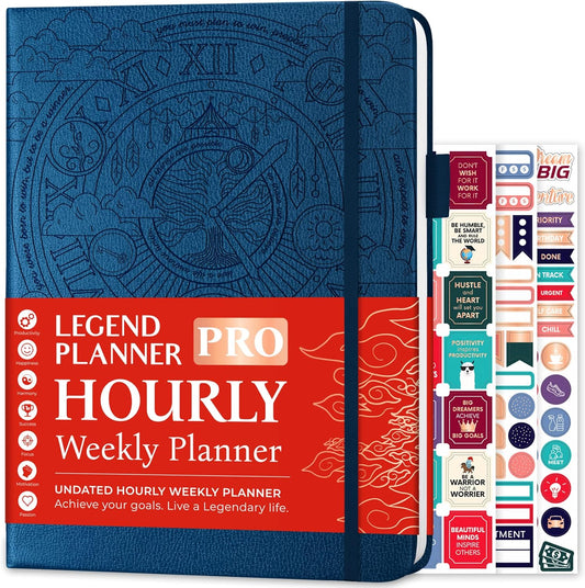 Legend Planner PRO Hourly Schedule - Weekly & Daily Organizer with Time Slots. Appointment Book Journal for Work & Personal, A4 (Mystic Blue)