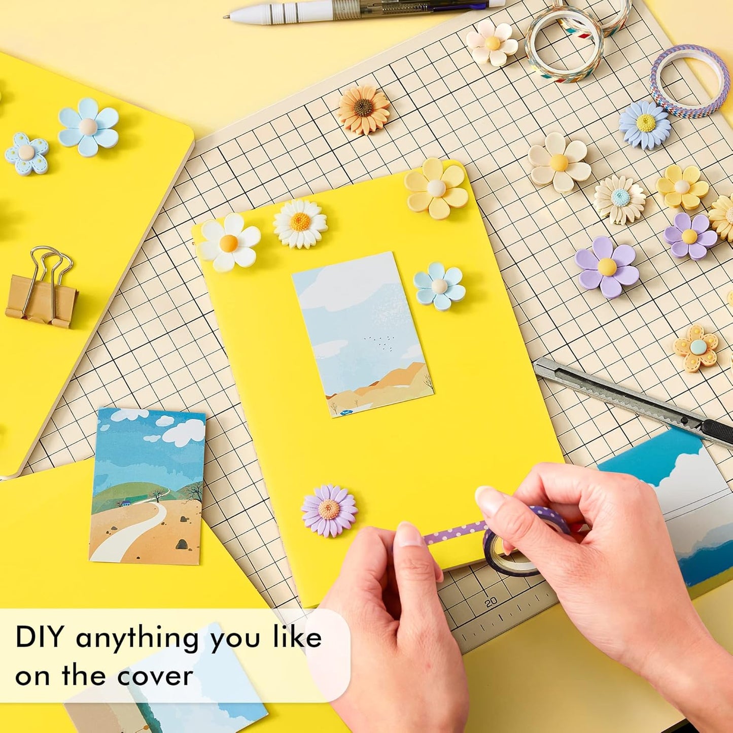 feela 8 Pack Soft Cover Journal Bulk, Notebooks College Ruled for Work, Lined Travel Journal for Women Men, Note Taking Notebook School Supplies Business Writing, 8.2” x 5.5”, A5, Lemon Yellow