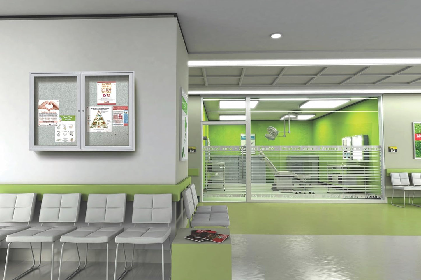 Ghent 36"x48" 2-Door Outdoor Enclosed Vinyl Bulletin Board, Shatter Resistant, with Lock, Satin Aluminum Frame - Ivory (PA23648VX-185 ), Made in the USA