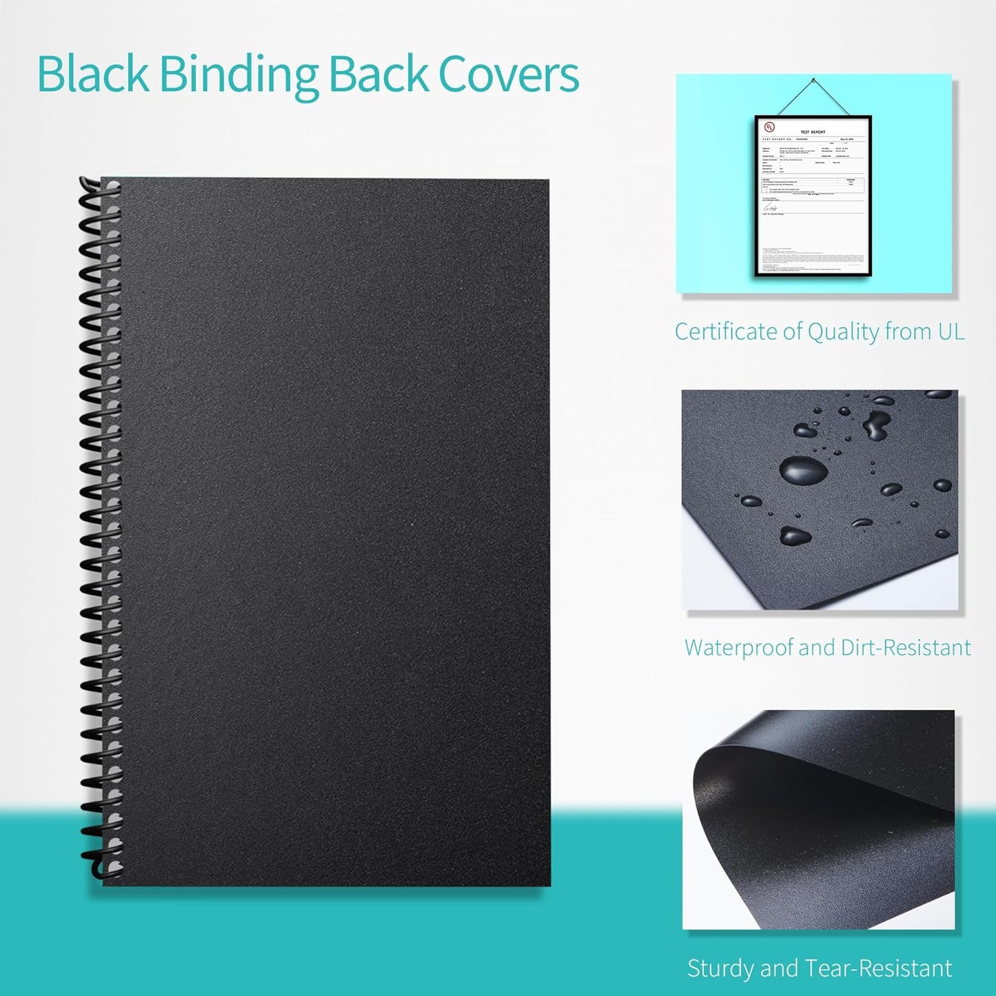 Binditek 100 Pack Binding Covers and Backs Set, 5.5 x 8.5 Inches, 50 Clear PVC (8Mil), 50 Sand-Textured Polycovers (12Mil), Half Letter Size