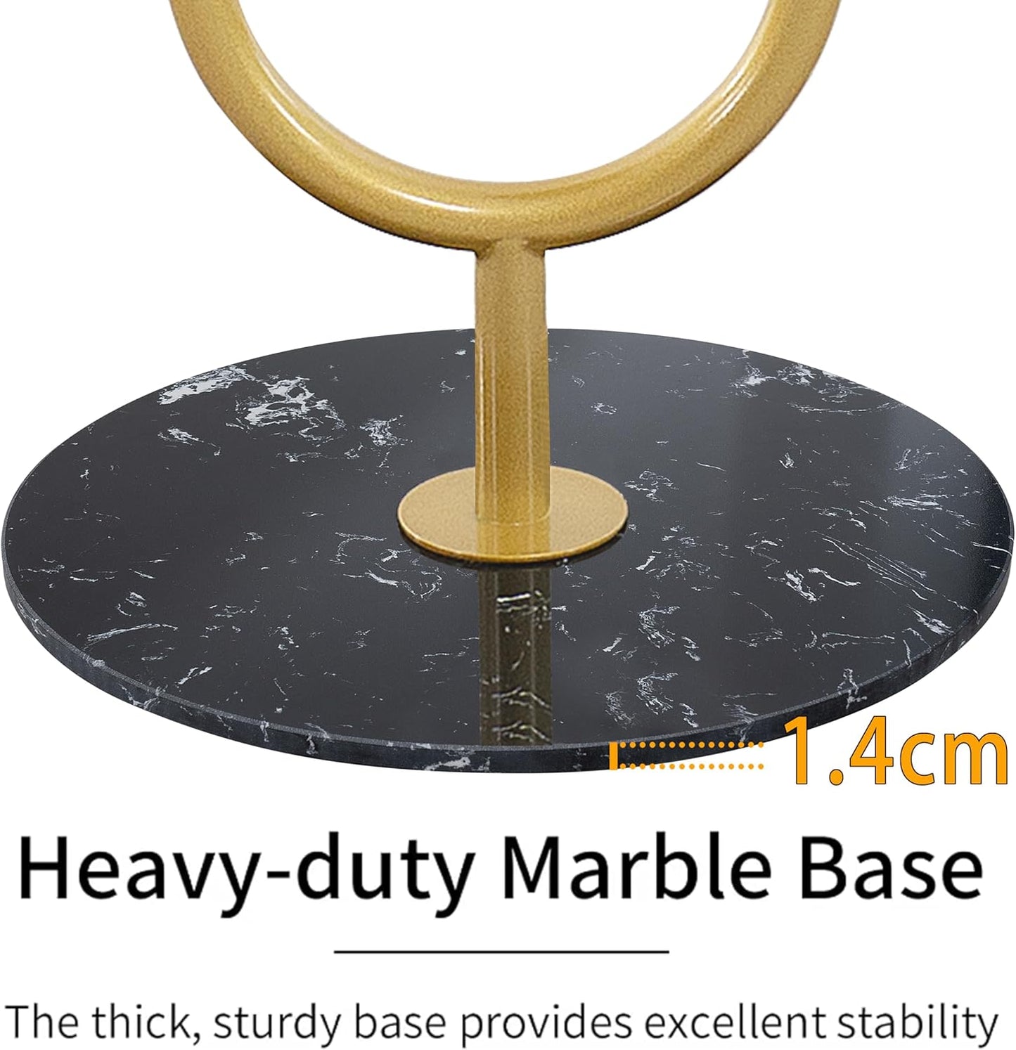 Coat Rack Stand, Metal Coat Tree with Bamboo Tray & 6 Hooks, Heavy Duty Marble Base Corner Coat Stand for Bedroom Hallway Entryway Living Room Office 13.78 x 13.78 x 68.11 Inches (Gold)