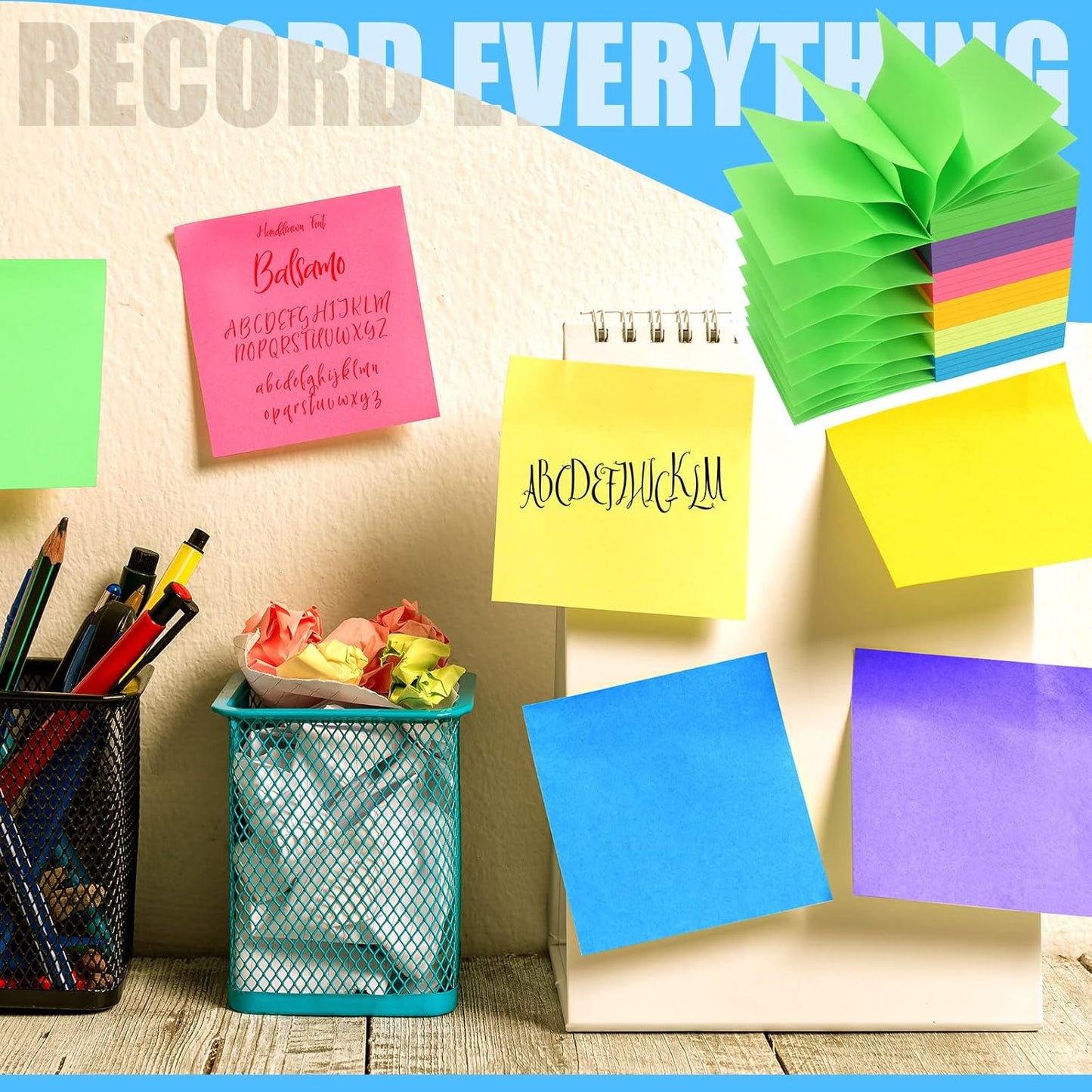 24 Pack Pop Up Sticky Notes 3 x 3 Refills 1200 Sheets Colored Sticky Notes Self Adhesive Memo Pads for Home Office Supplies(Dark Color, Classic)