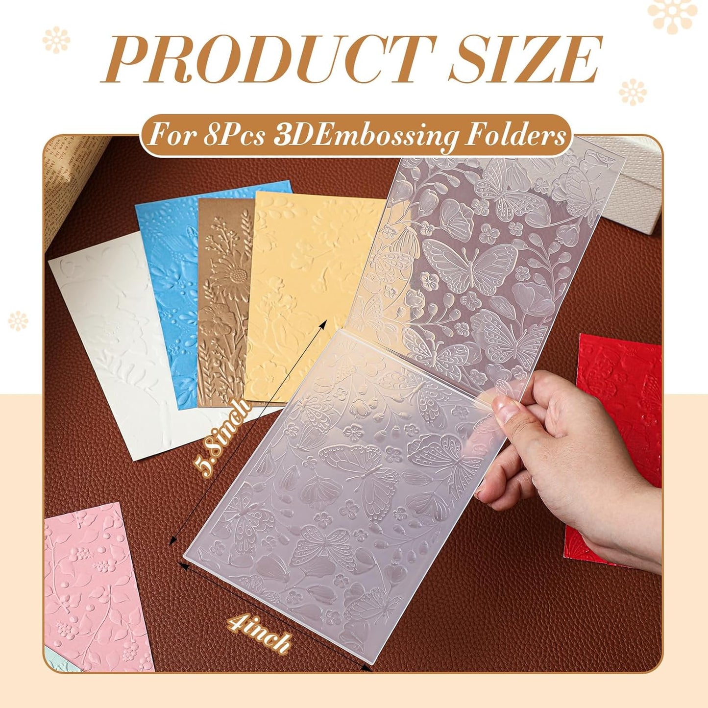 Geiserailie 8 Pieces Embossing Folders Embossing Machine Template Paper Card Heart Folders for Card Making DIY Flower Scrapbook Photo Album Craft Decoration 5.9 x 4.1 Inch(8 Pcs,Elegant Style)