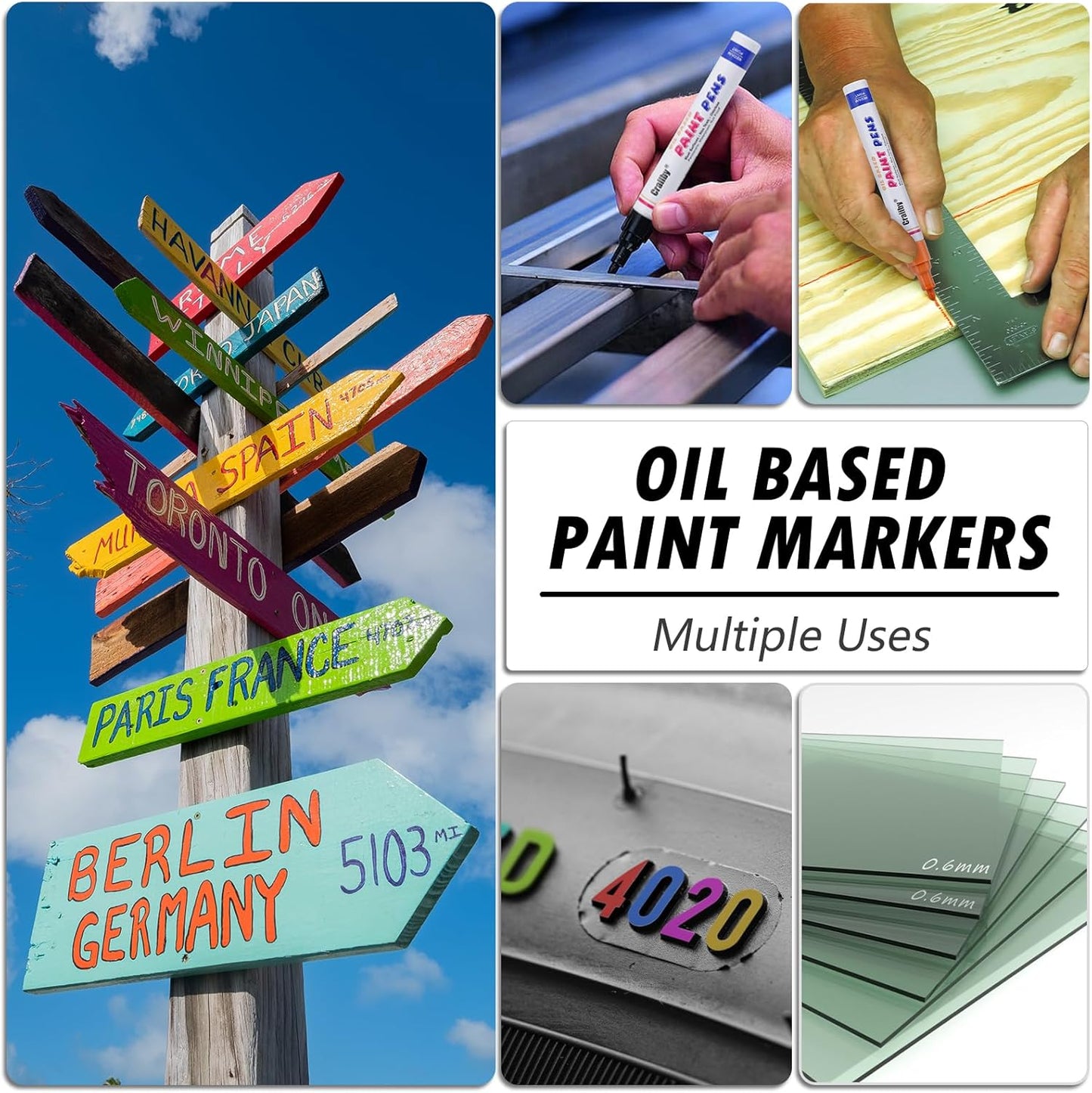 Green Paint Markers, 12 Pack Oil-Based Waterproof Quick Dry Permanent Paint Pen Set for Rocks Painting, Wood, Fabric, Plastic, Canvas, Glass, Mugs, Metal, Tire, Stone, DIY Craft