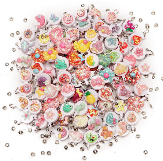 10PCS Badge Reel Clip Retractable Lanyard for Id Badges - Women & Nurses, Cute Card Holder Reel