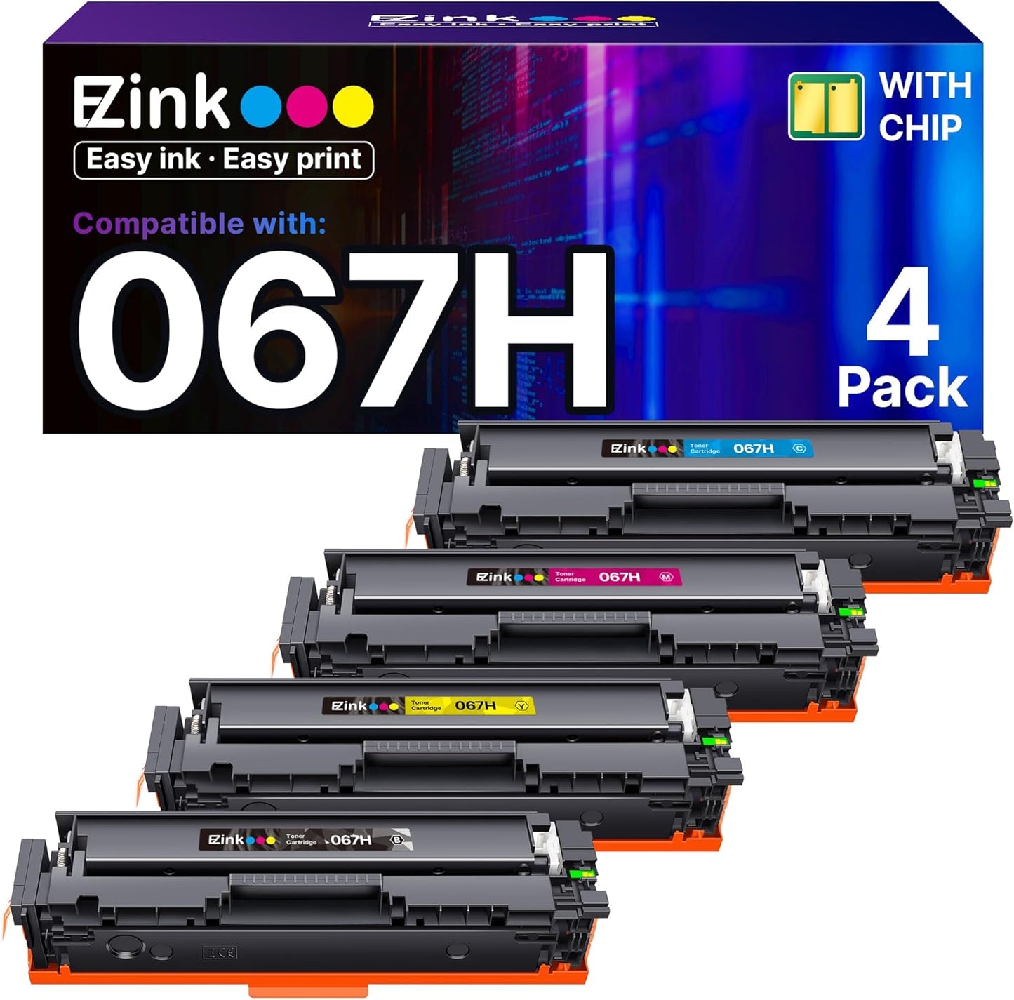 E-Z Ink 067H 067 Toner Cartridge Compatible Replacement for Canon 067H Toner Cartridge Set High Yield Cartridge 067 to use with Canon imageCLASS MF656Cdw MF654Cdw LBP632Cdw MF653Cdw Printer (4Pack)