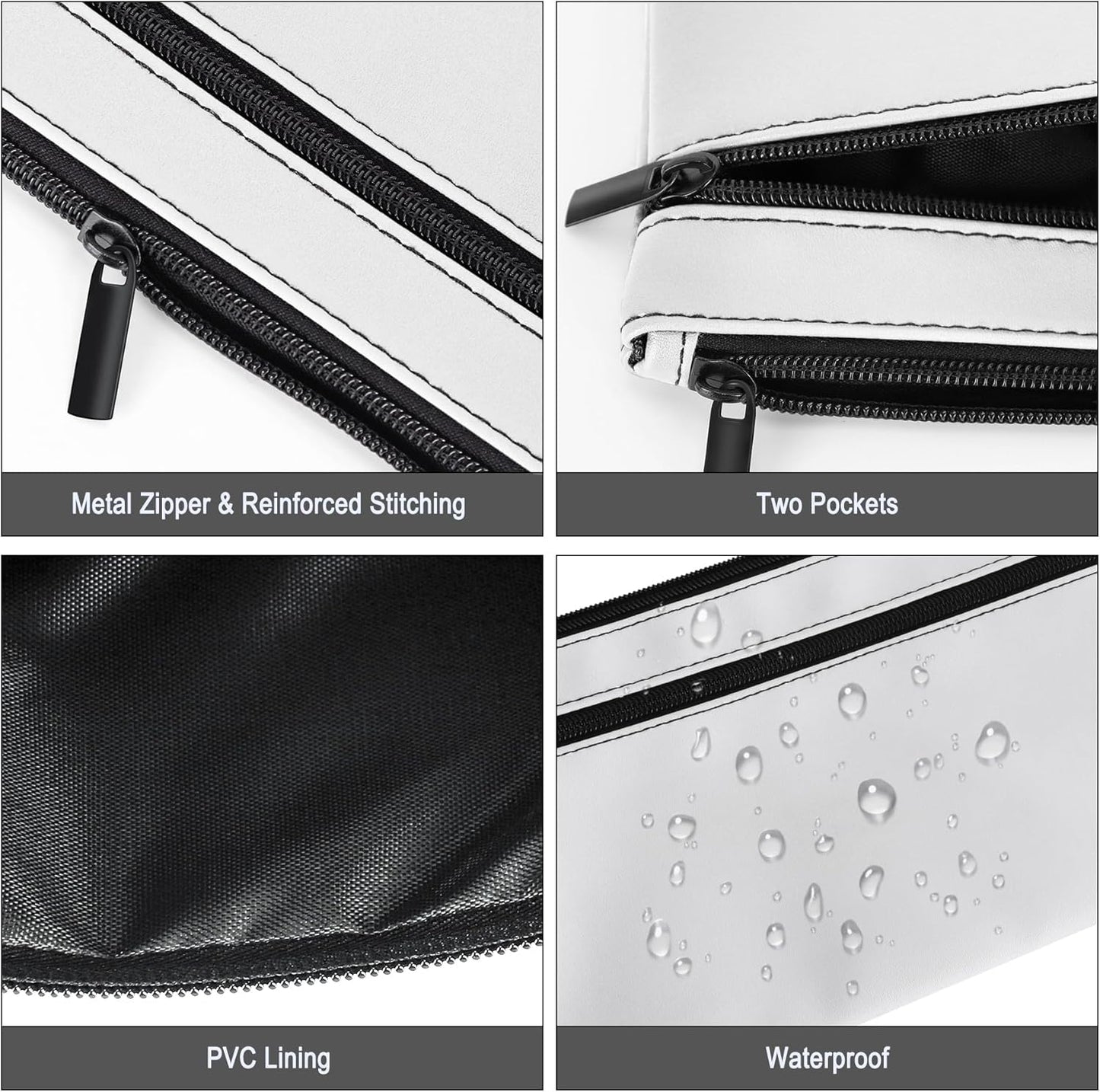 HAUTOCO 4 Pack Money Bag with Zipper 11x6.1 inch Money Pouch with Lined PU Leather Bank Bag Two Pockets Utility Wallet for Cash Check Receipt Coins Cosmetics, Multicolor