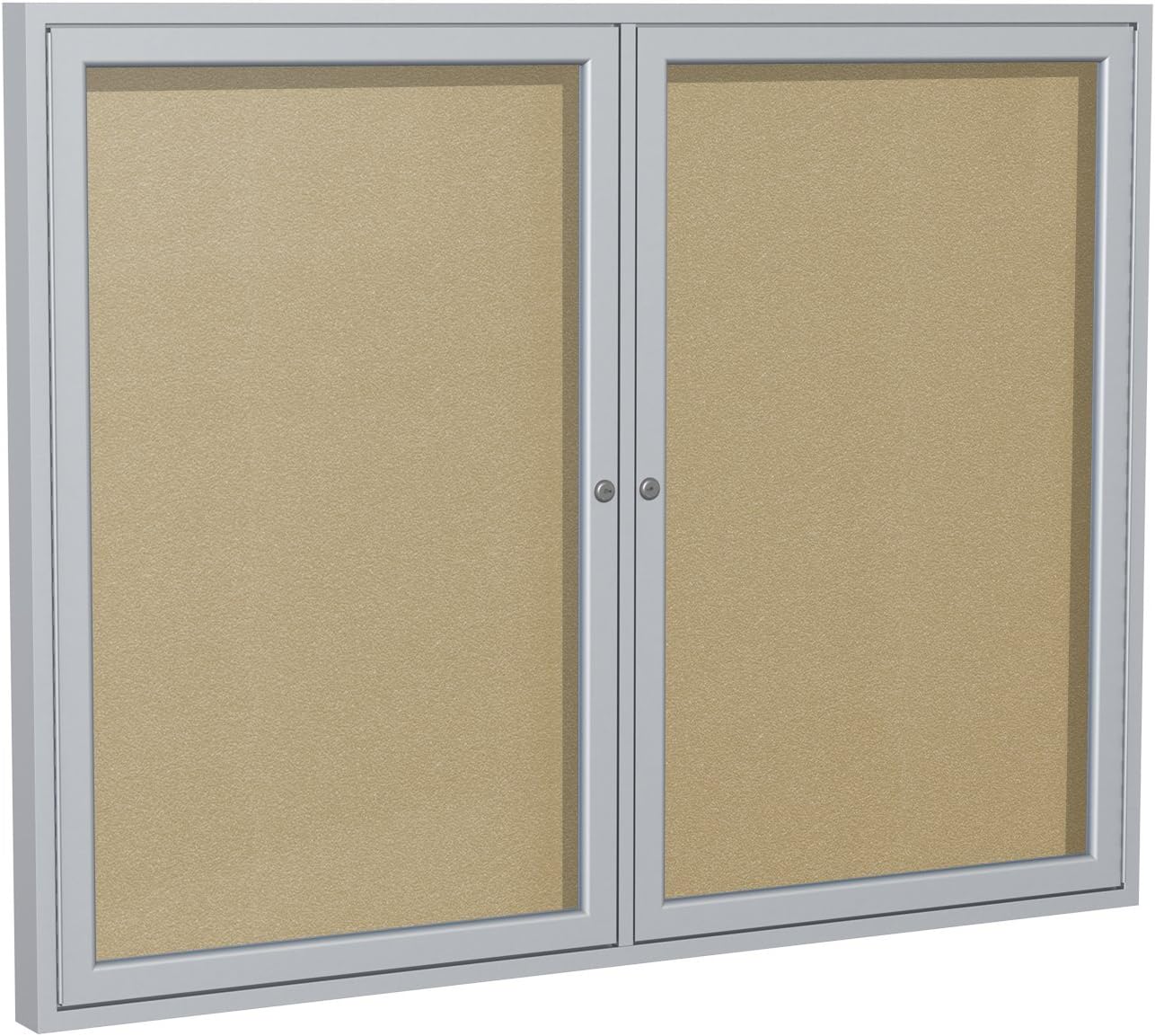 Ghent 48"x60" 2-Door Outdoor Enclosed Vinyl Bulletin Board, Shatter Resistant, with Lock, Satin Aluminum Frame - Caramel (PA24860VX-181), Made in the USA