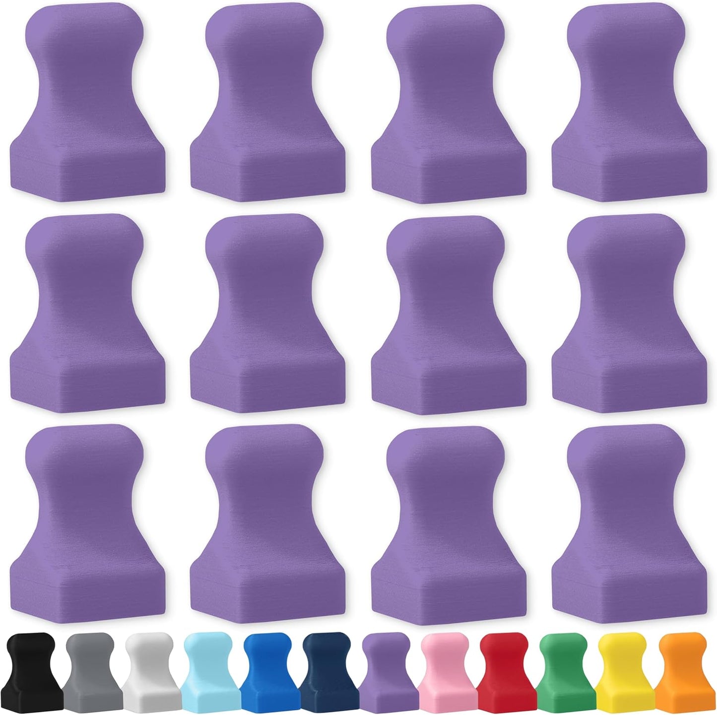 Glassboard Studio MiniPawn Magnet - Strong Neodymium Rare Earth Magnets for Fridge, Whiteboard, Locker & Magnetic Glassboards - Crafting & Office Use - Strong Fridge Magnets (Periwinkle Purple, 12)