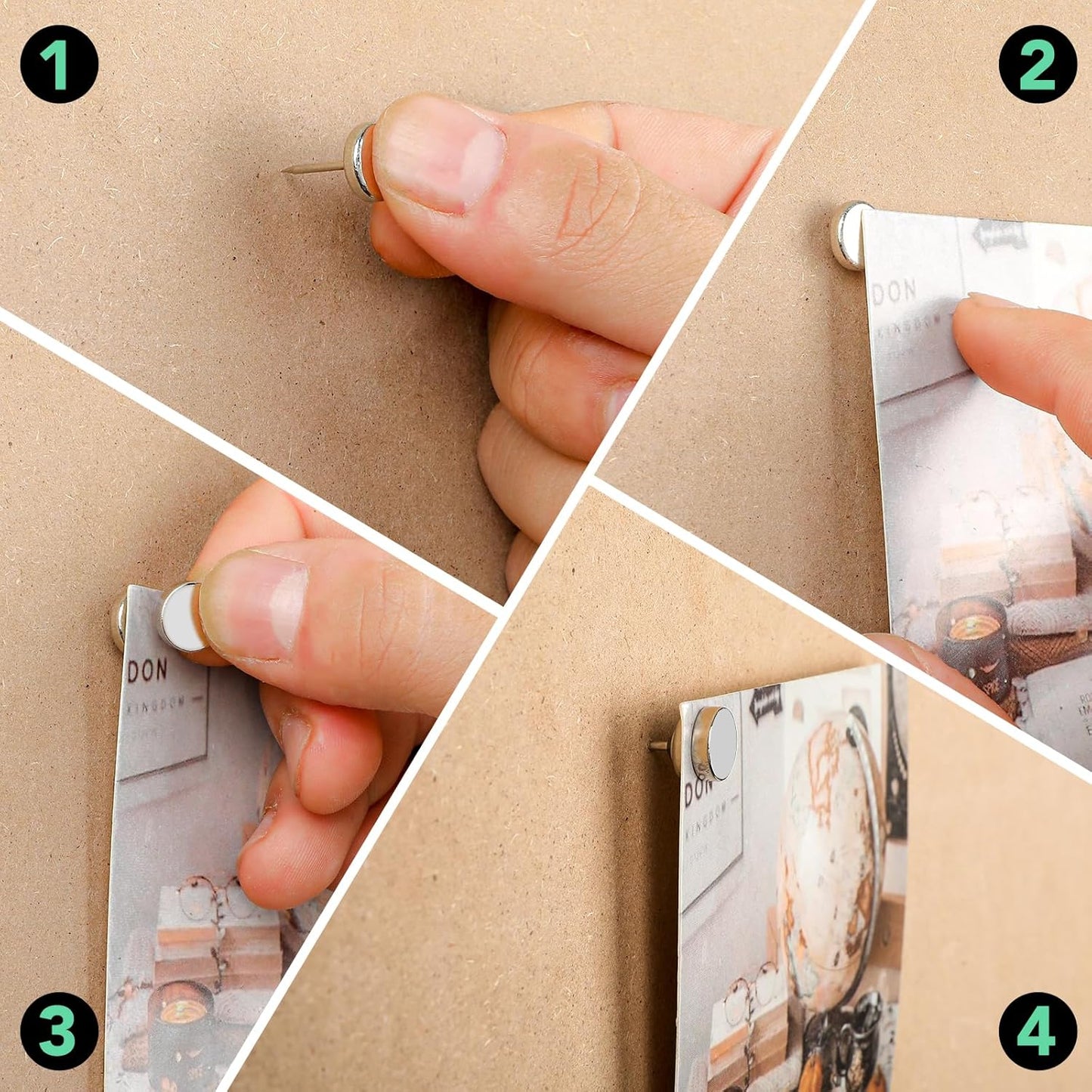 E BAVITE Magnetic Push Pins Thumb Tacks, 18 Sets Magnet Pushpins for Wall Bulletin Board Cork Board Cute Decorative Push Pin Clips for Poster Hanger Picture Hanging Classroom Accessories