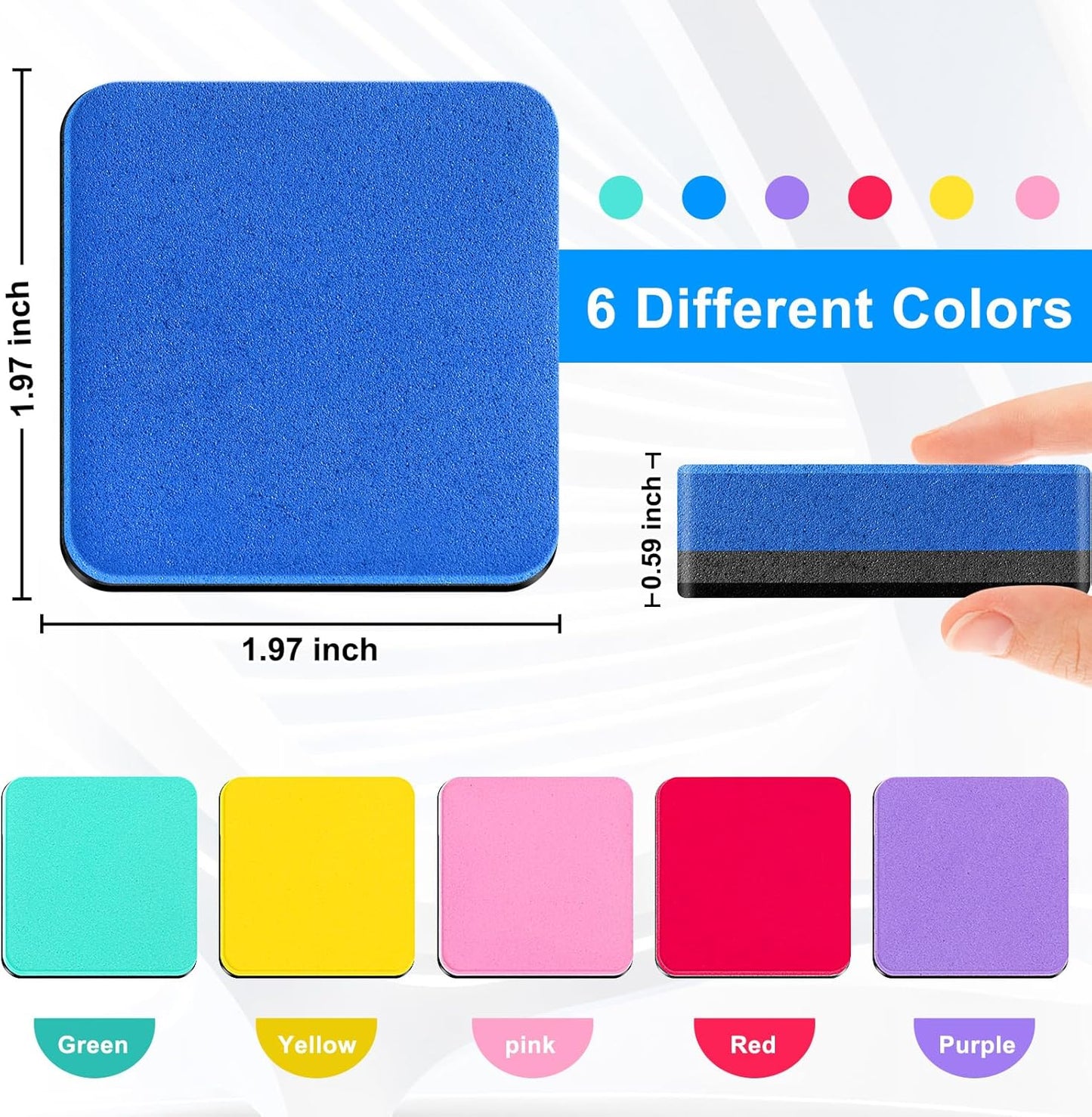 Cube Dry Erase Erasers, 200 Packs Mini Magnetic Whiteboard Dry Erasers in 6 Colors, Chalkboard Cleaner Wiper for Classroom, School, Home, and Office Supplies