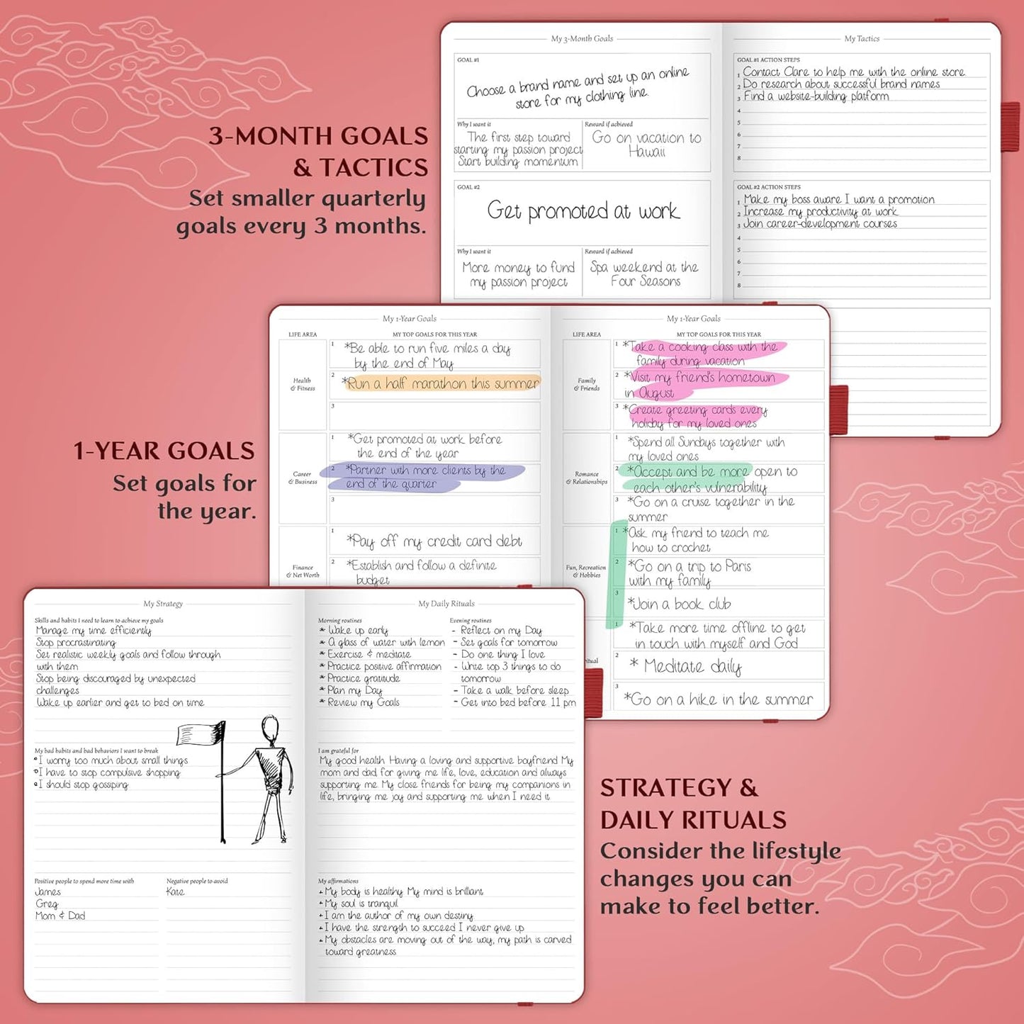 Legend Planner – Weekly & Monthly Life Planner to Hit Your Goals & Live Happier. Organizer Notebook & Productivity Journal. A5 (Wine Red)